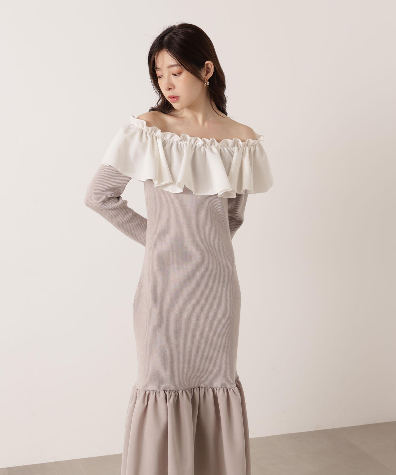 2wayオフショルニットワンピース