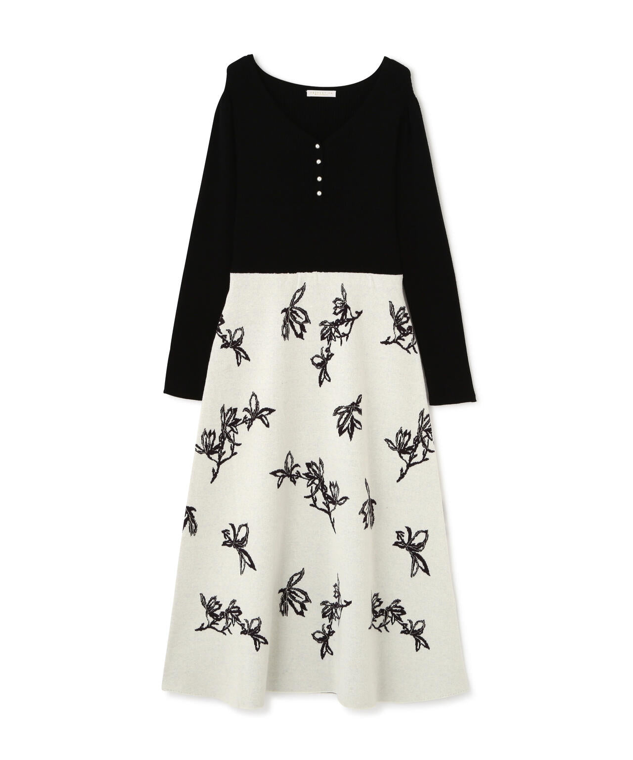 花柄ジャガードニットワンピース【ブルー×エクリュ:WEB・一部店舗限定】