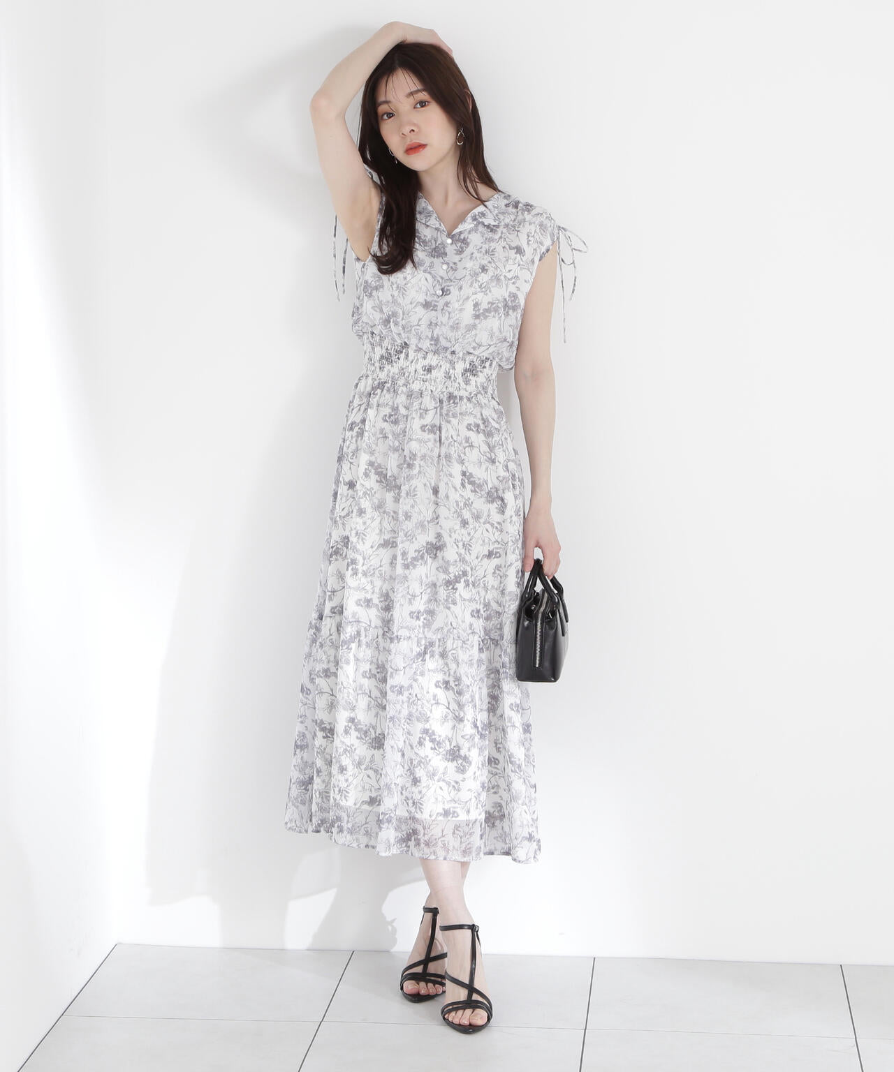 花柄楊柳ワンピース