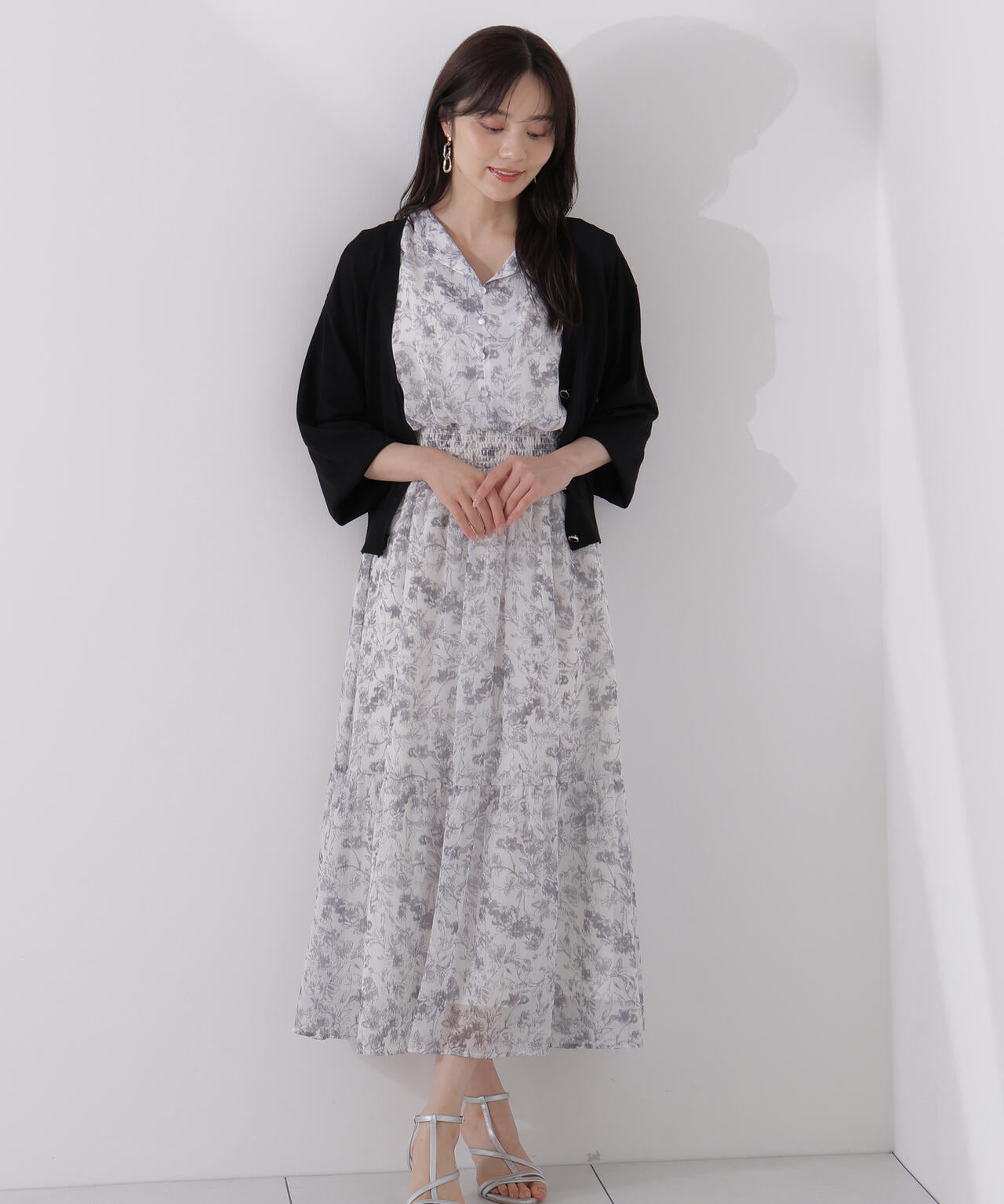 花柄楊柳ワンピース