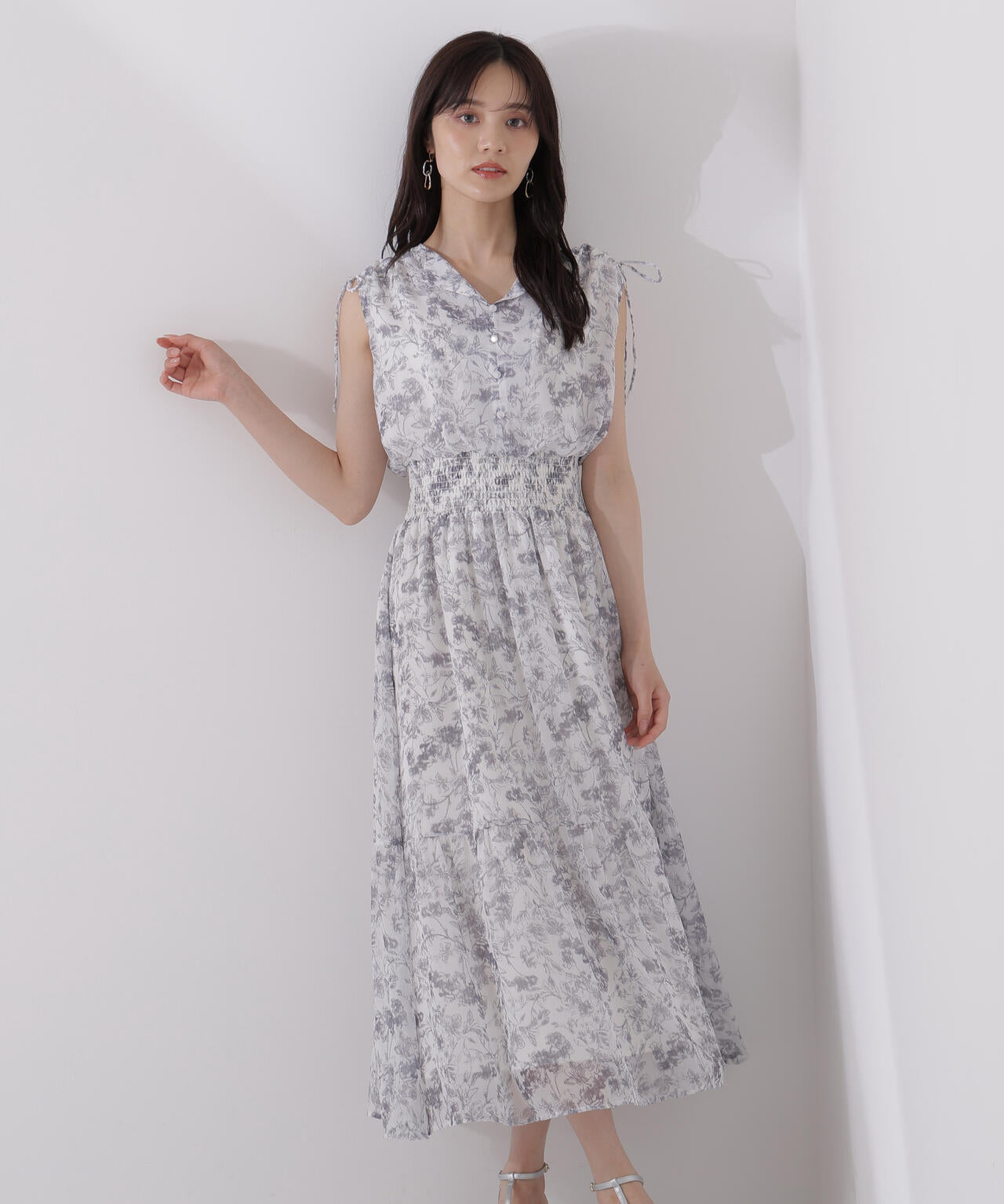 花柄楊柳ワンピース