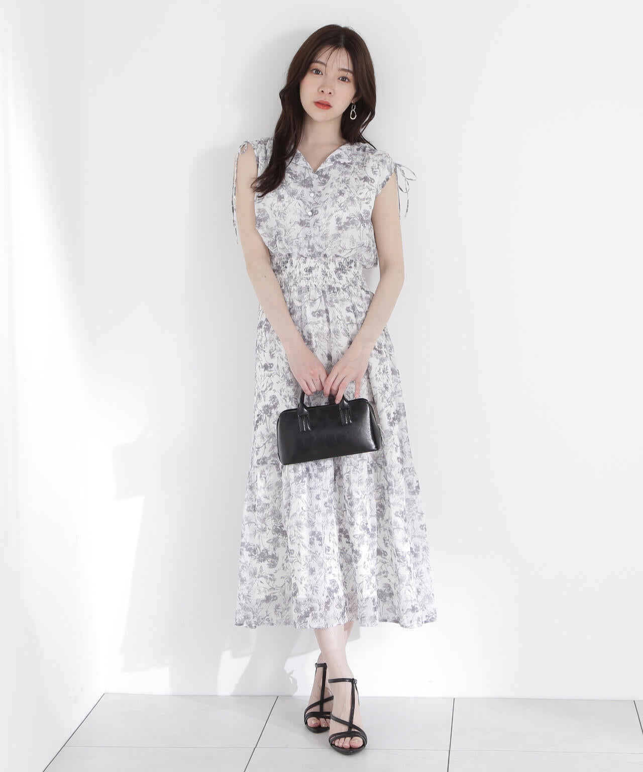 花柄楊柳ワンピース