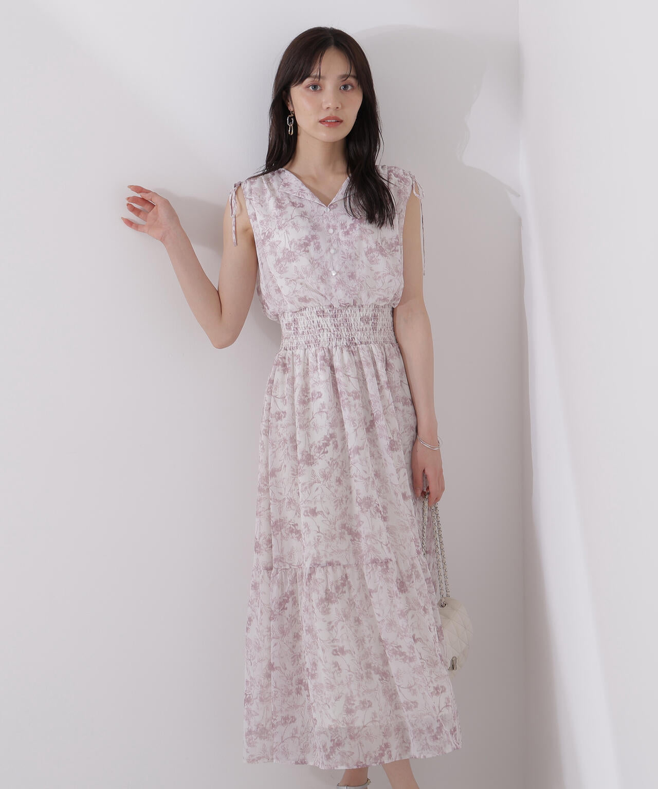 花柄楊柳ワンピース