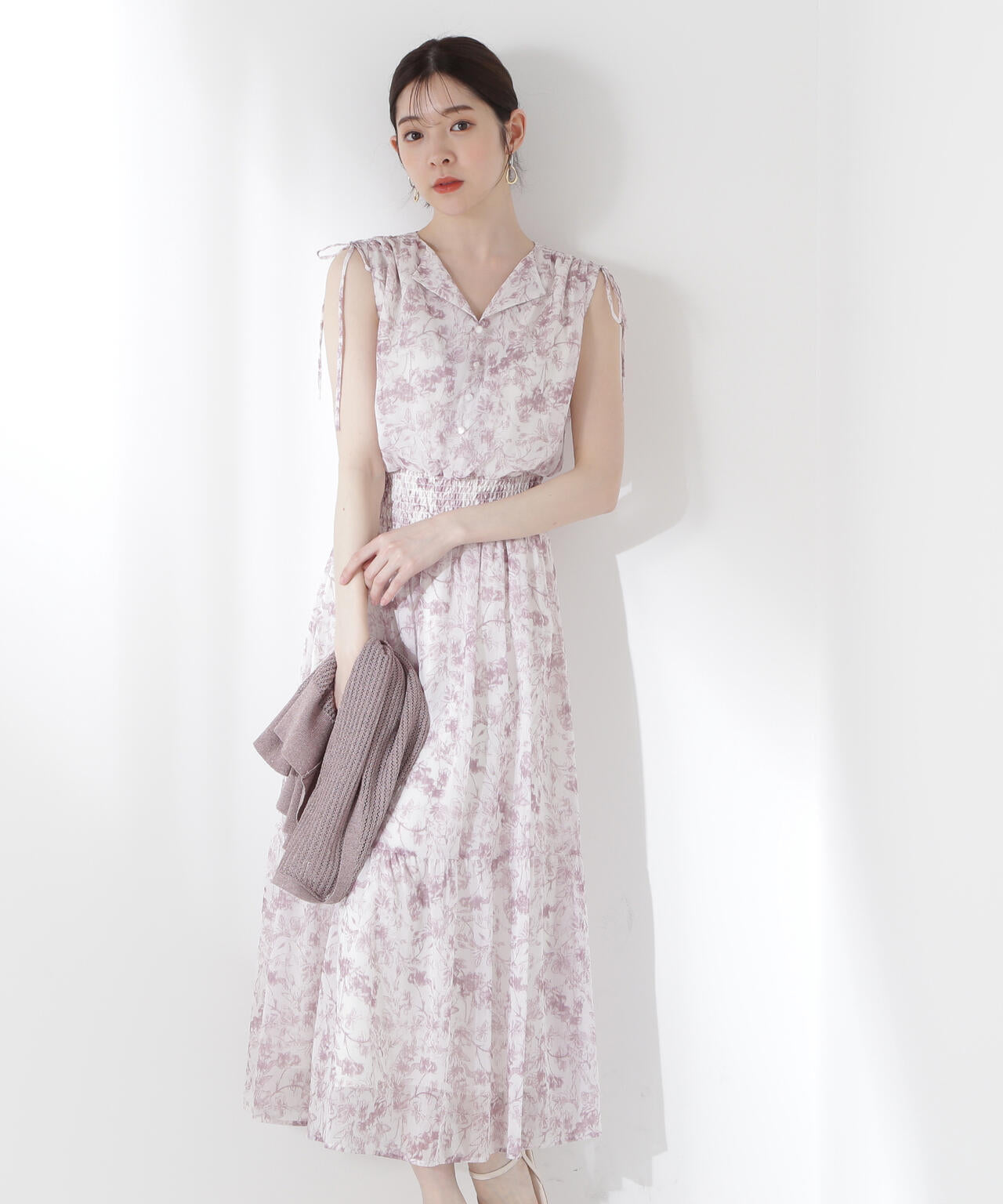 花柄楊柳ワンピース