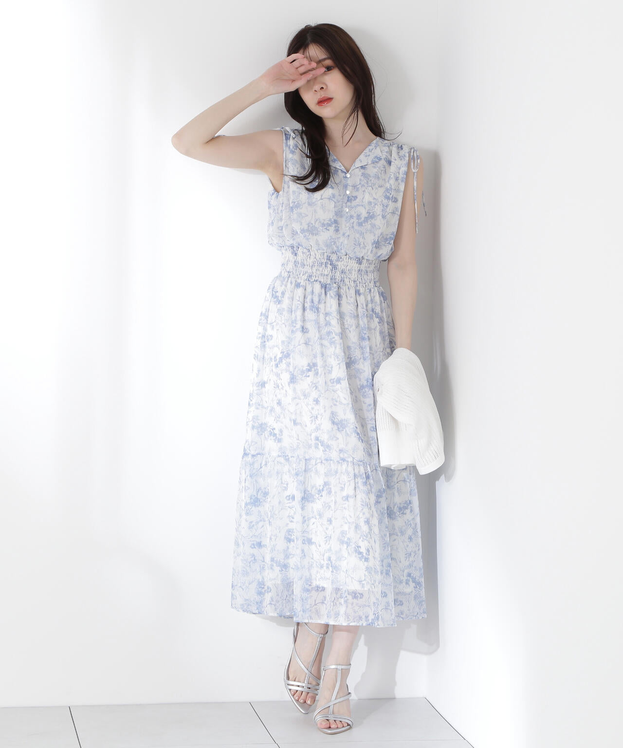 花柄楊柳ワンピース