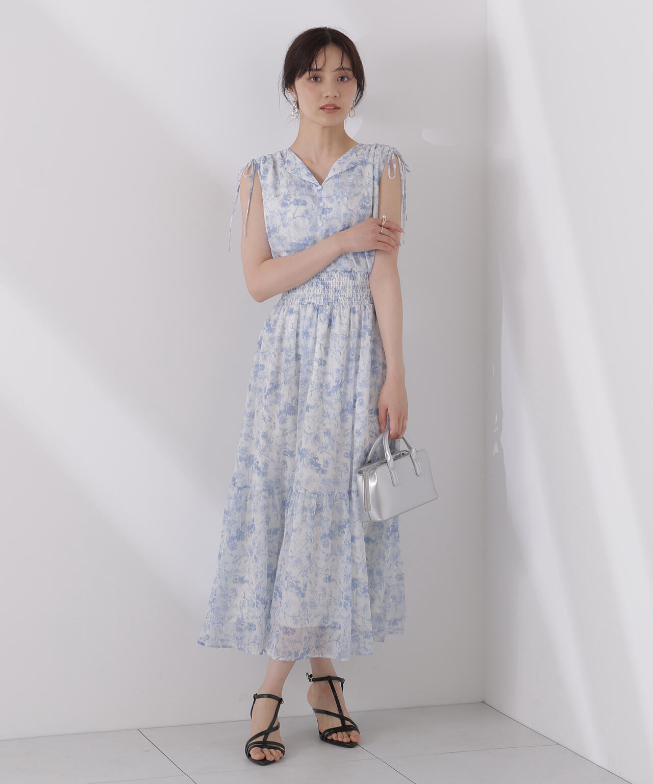 花柄楊柳ワンピース