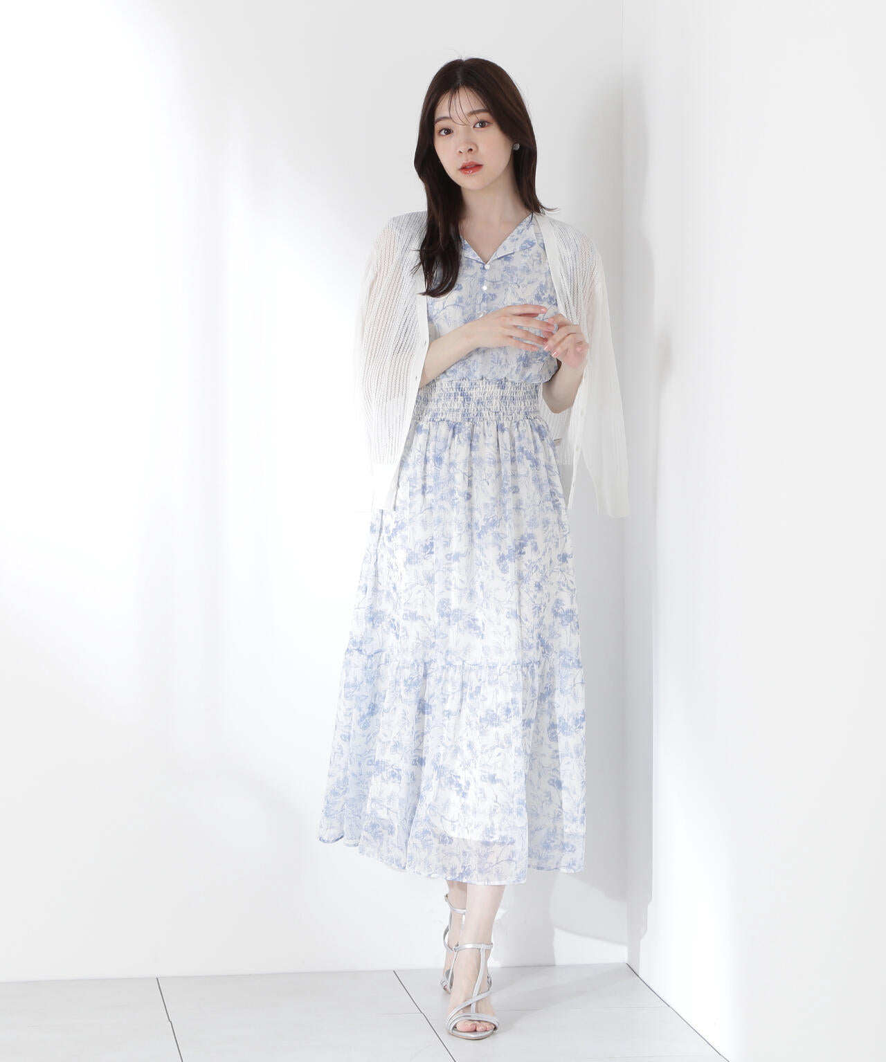 花柄楊柳ワンピース