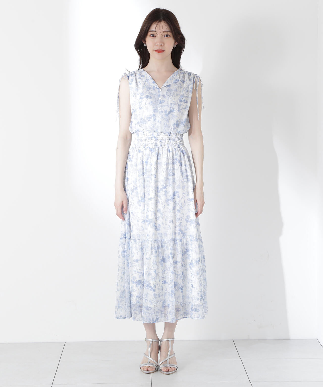 花柄楊柳ワンピース