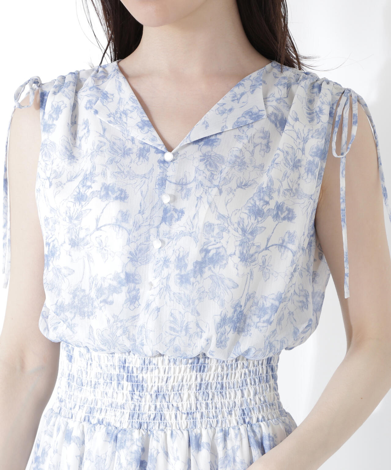 花柄楊柳ワンピース