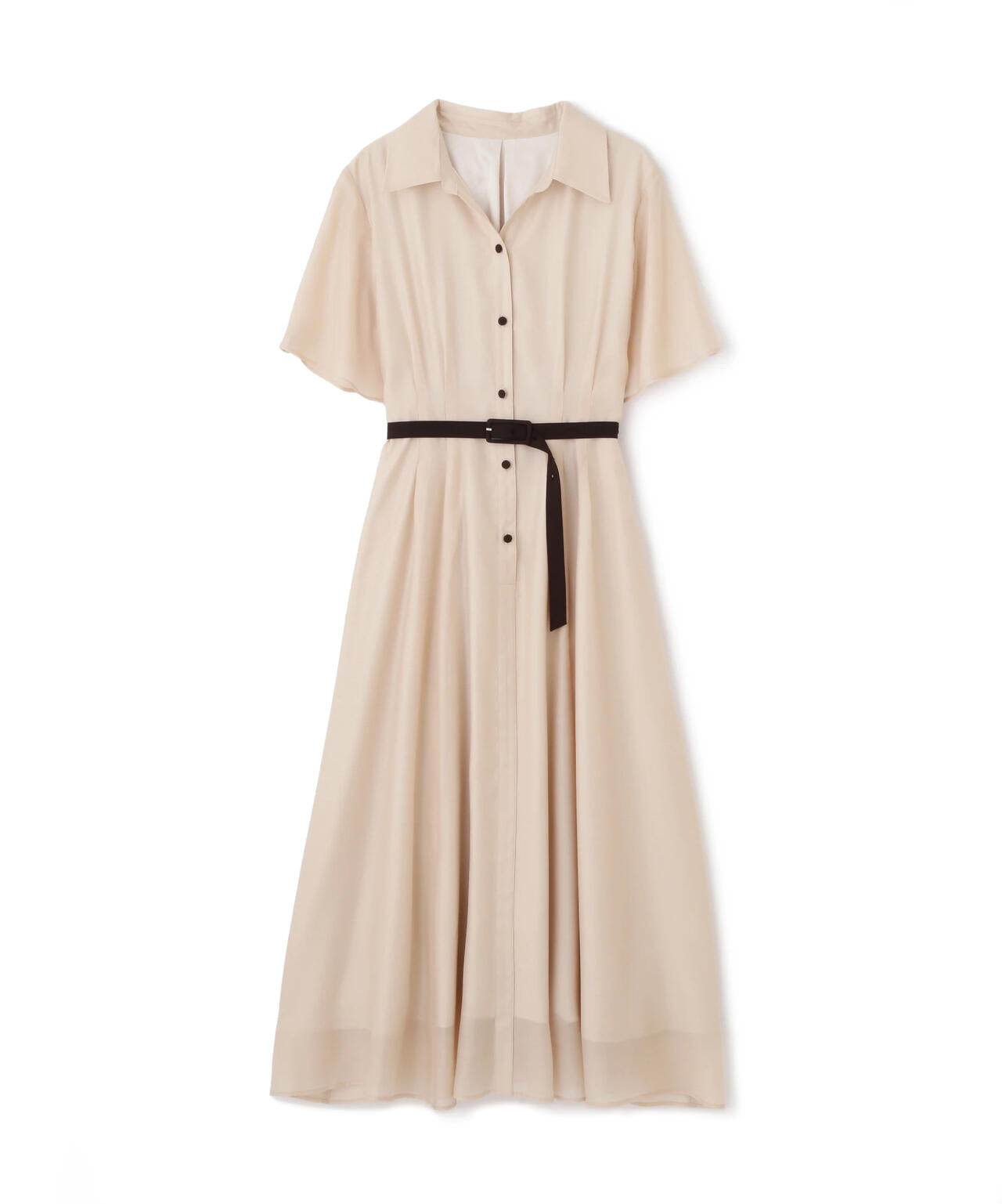 配色シャツワンピース