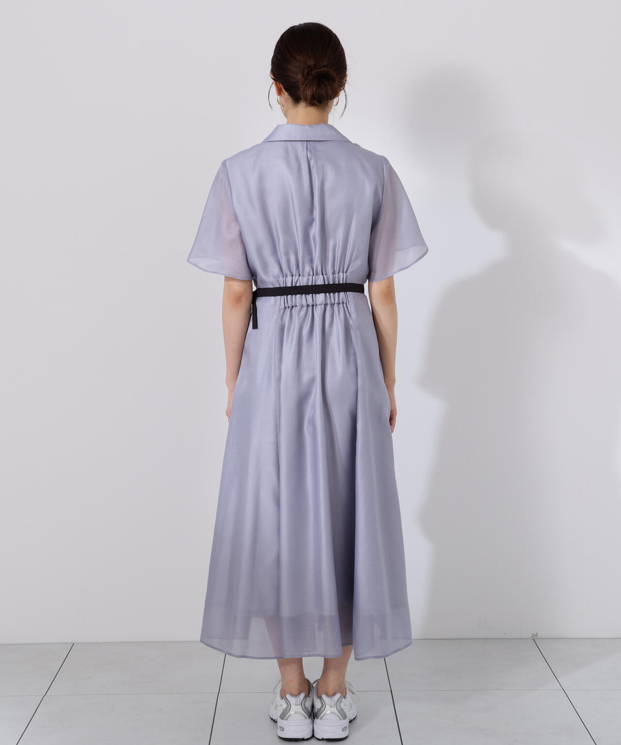 配色シャツワンピース