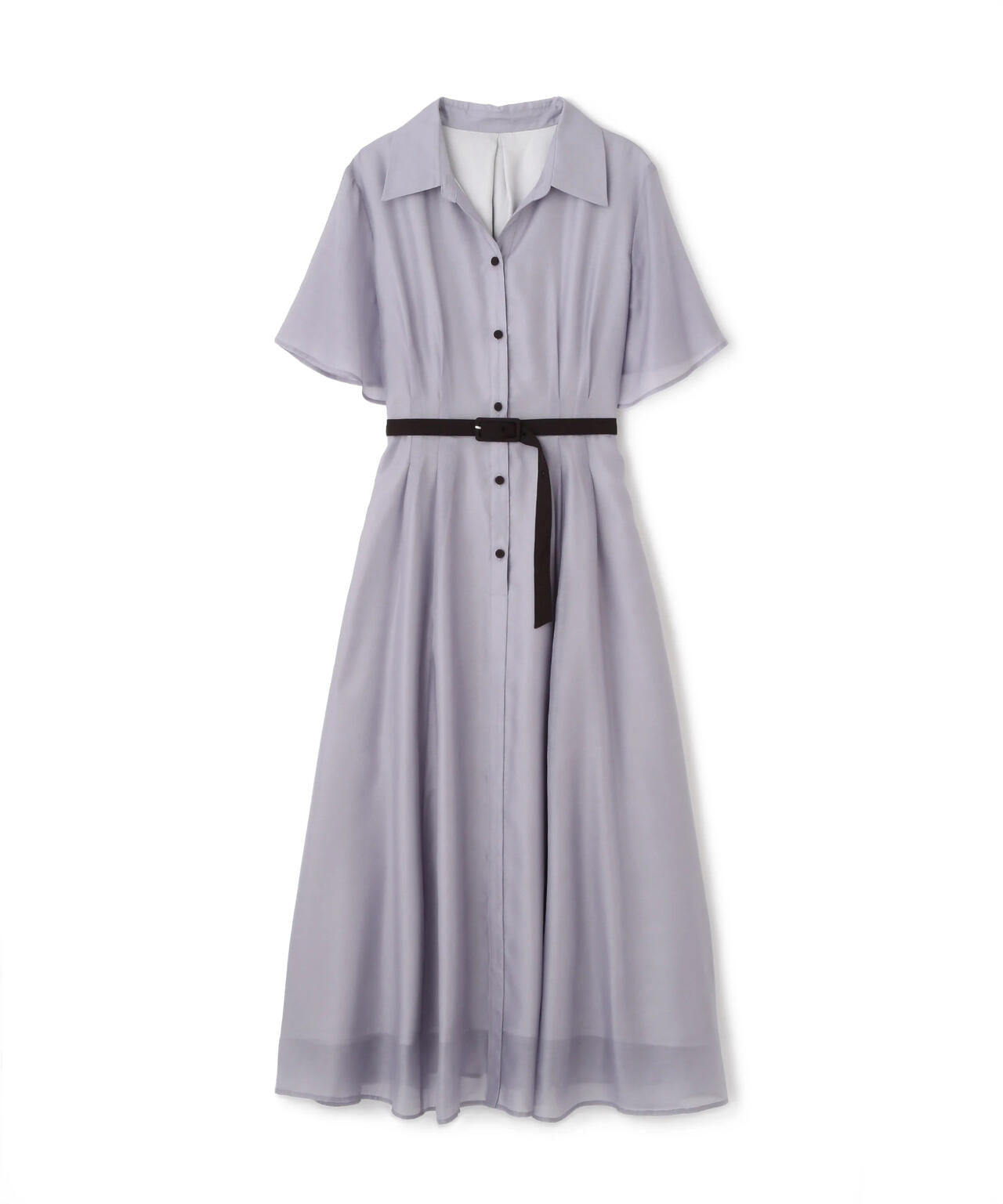 配色シャツワンピース