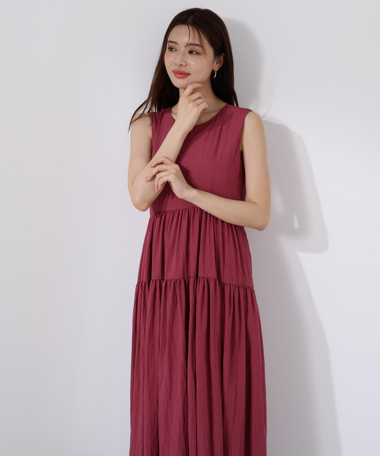 バックリボンティアードワンピース