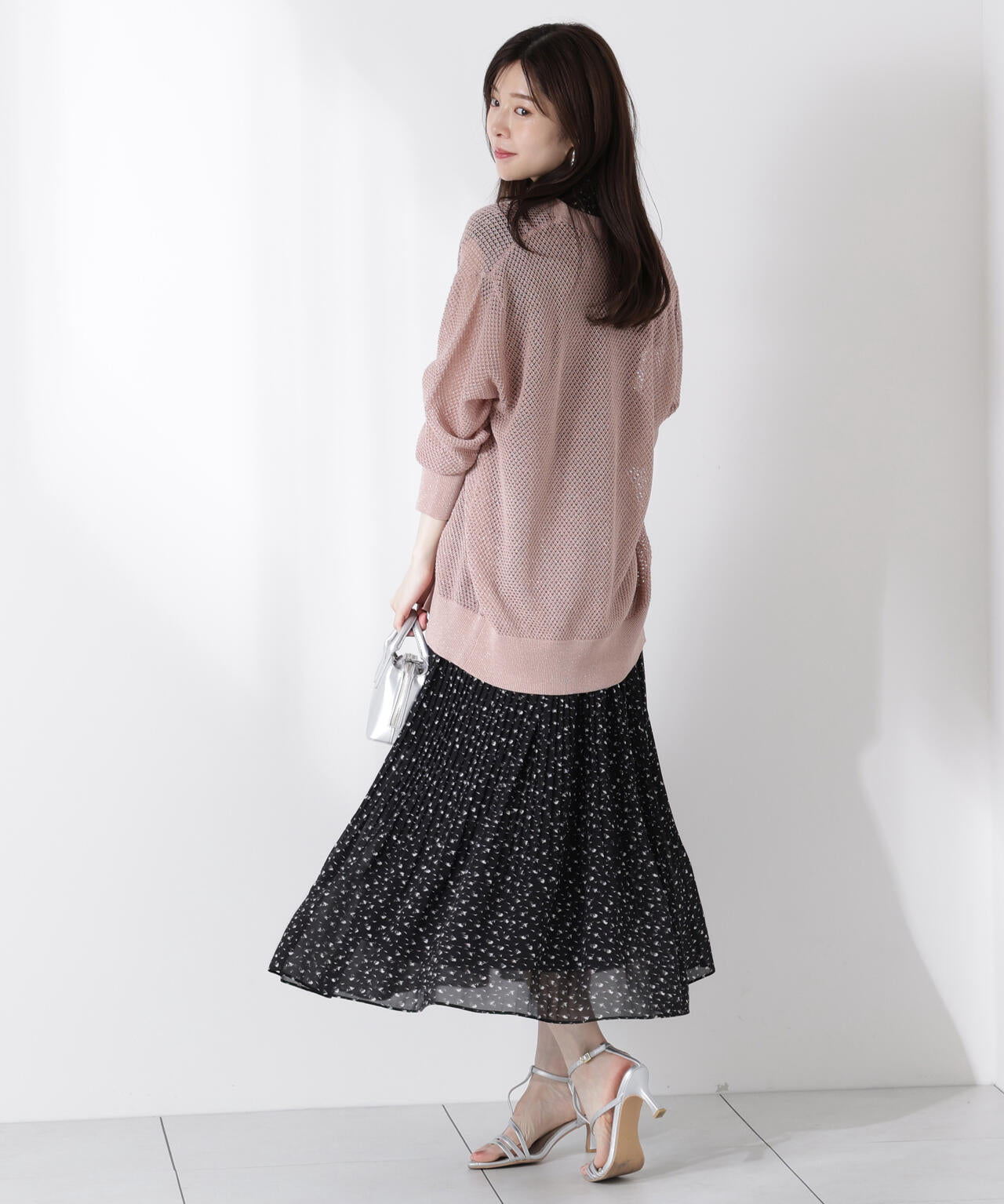 シフォン楊柳プリーツワンピース