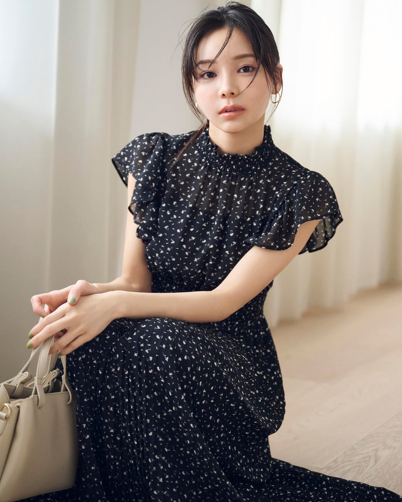 シフォン楊柳プリーツワンピース