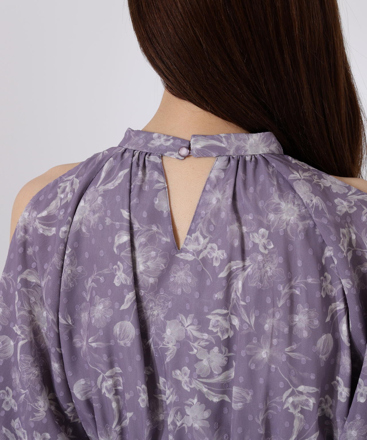 オープンショルダー花柄ワンピース