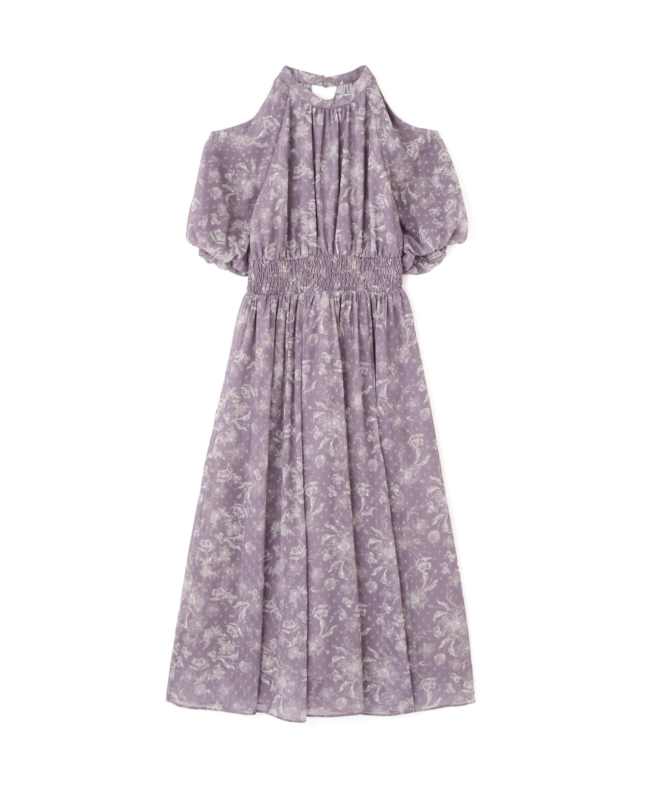 オープンショルダー花柄ワンピース