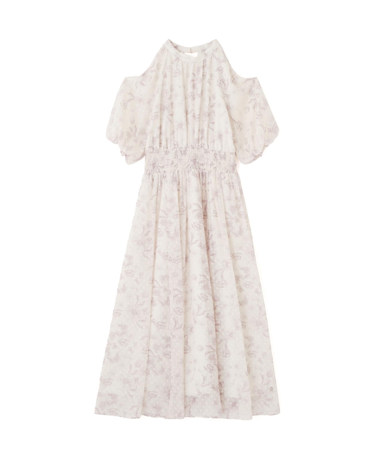 オープンショルダー花柄ワンピース