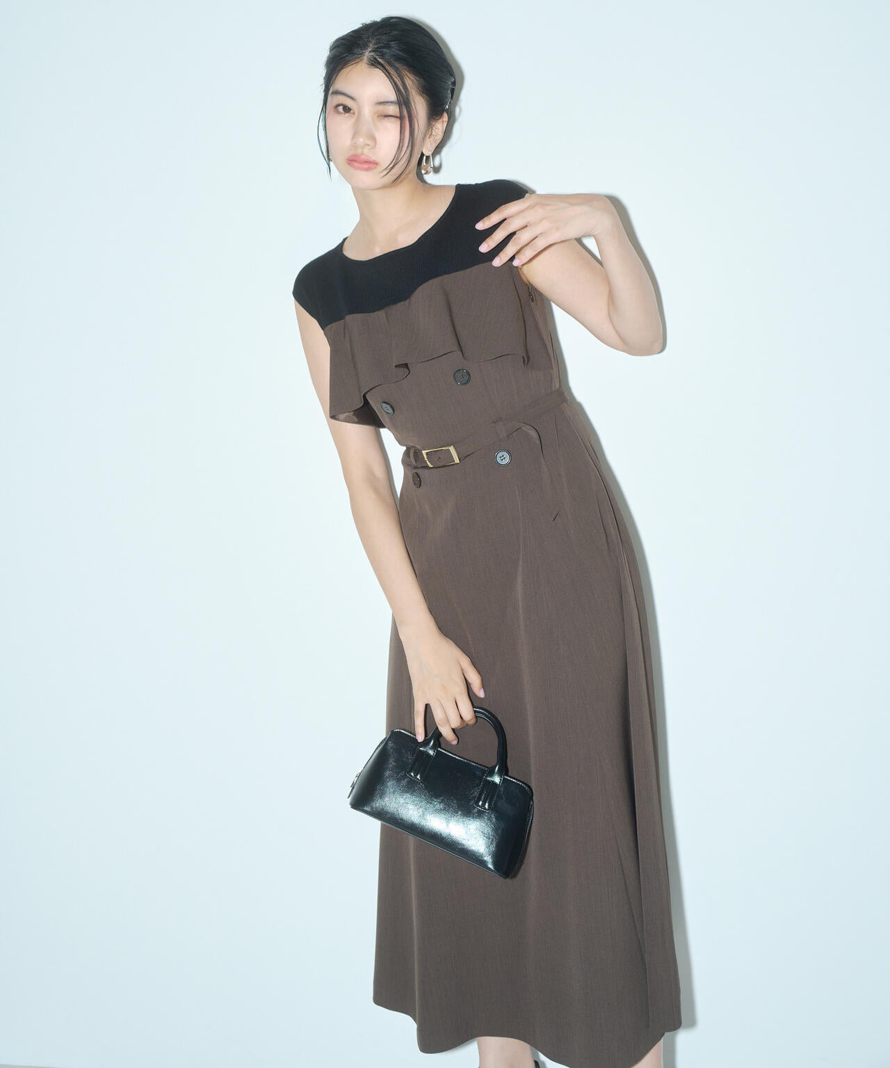 ニットドッキングレイヤード風ワンピース