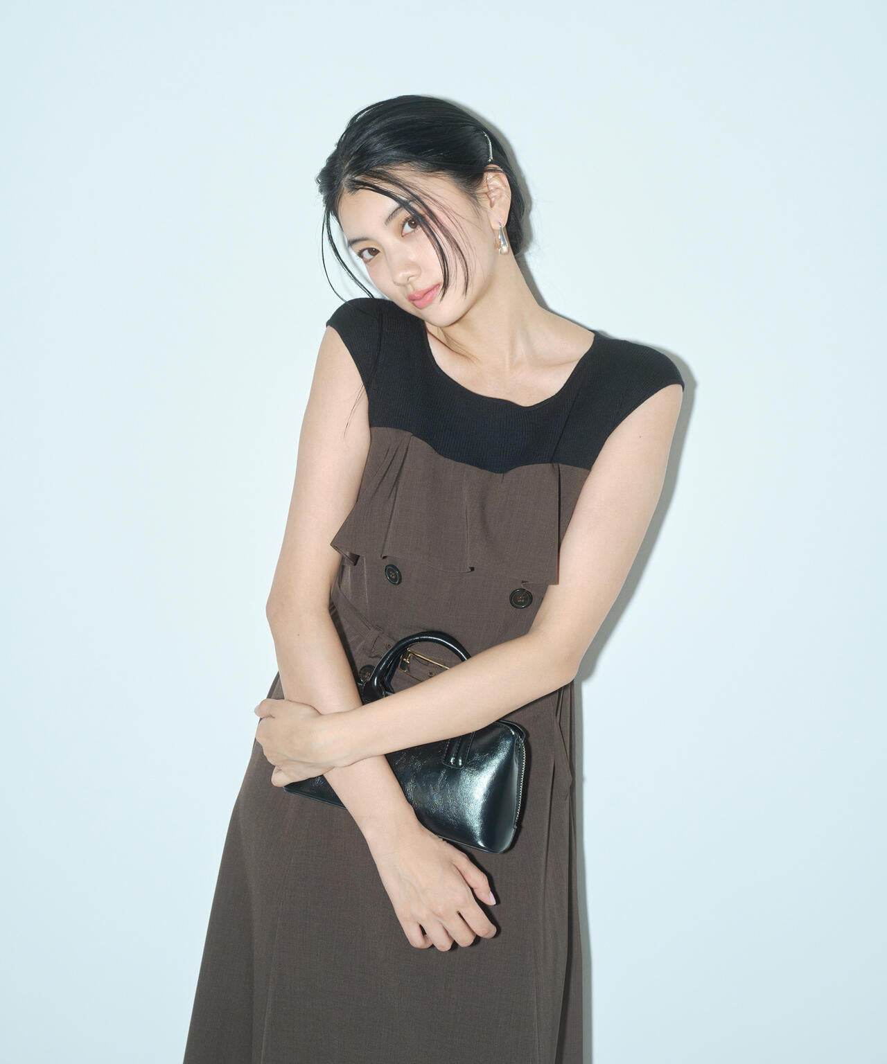 ニットドッキングレイヤード風ワンピース