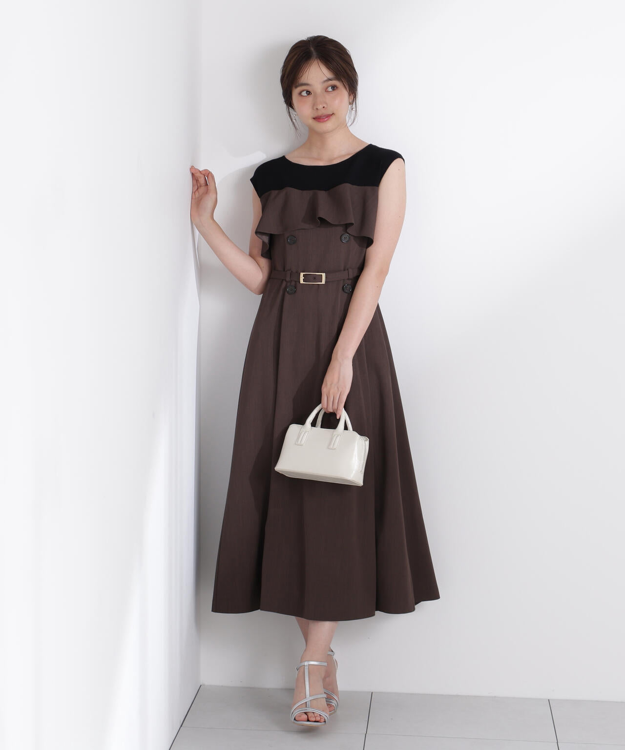 ニットドッキングレイヤード風ワンピース