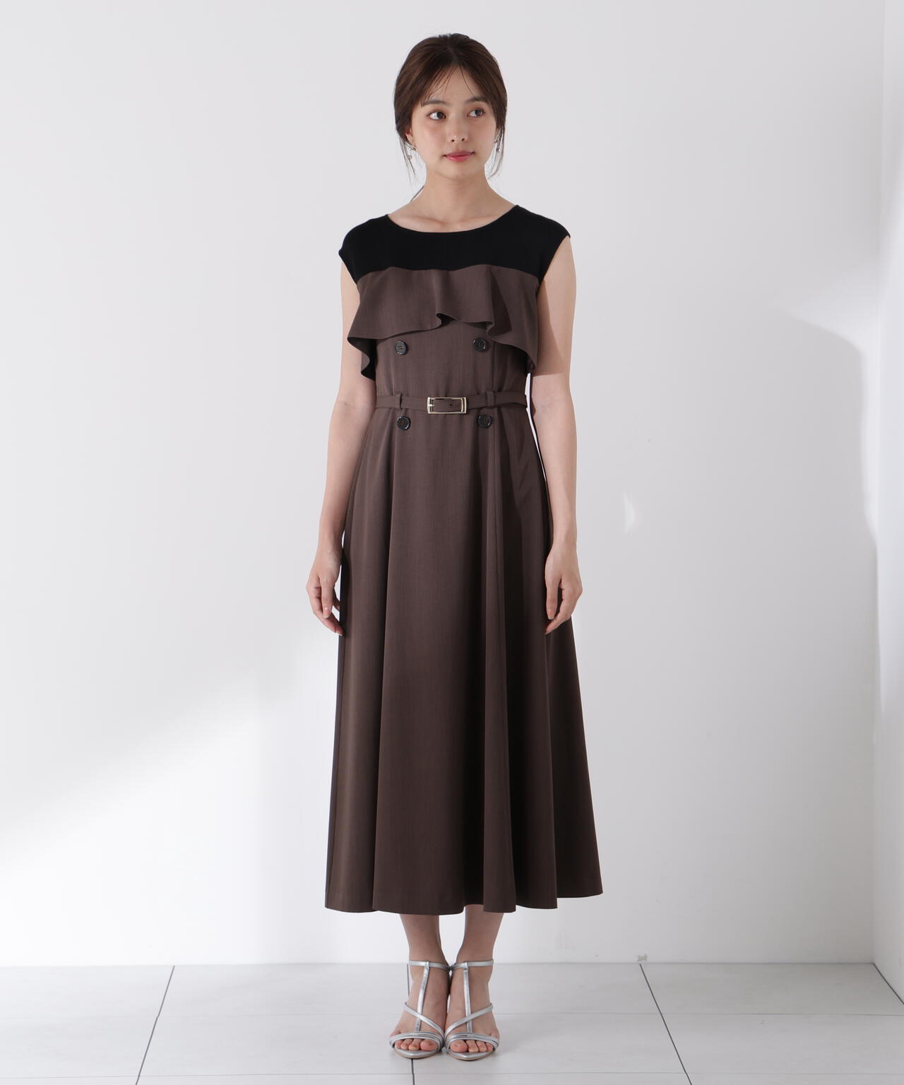 ニットドッキングレイヤード風ワンピース