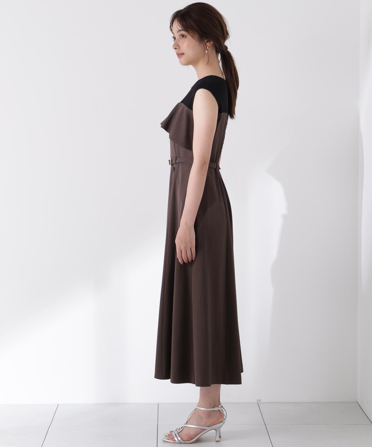 ニットドッキングレイヤード風ワンピース