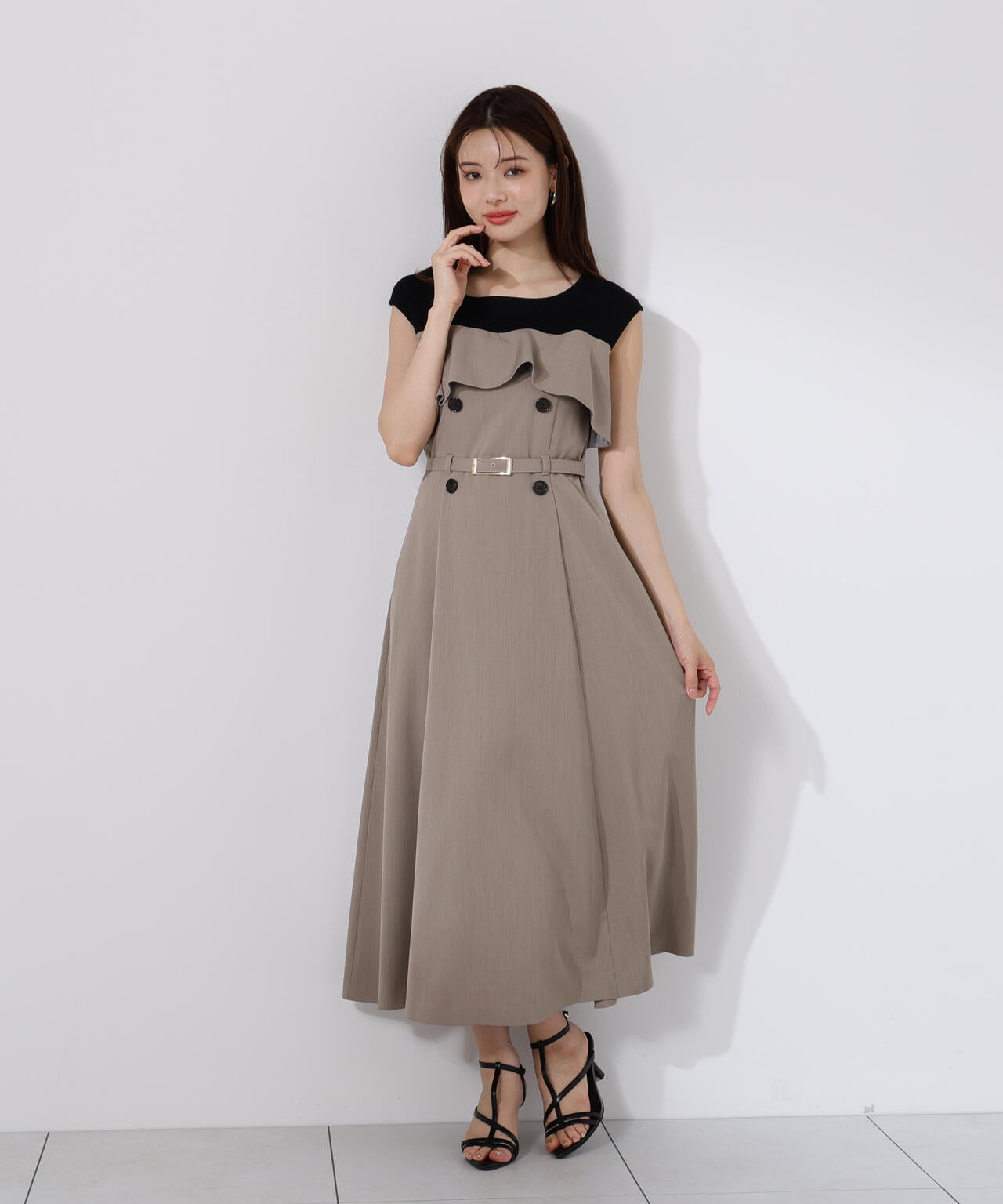 ニットドッキングレイヤード風ワンピース