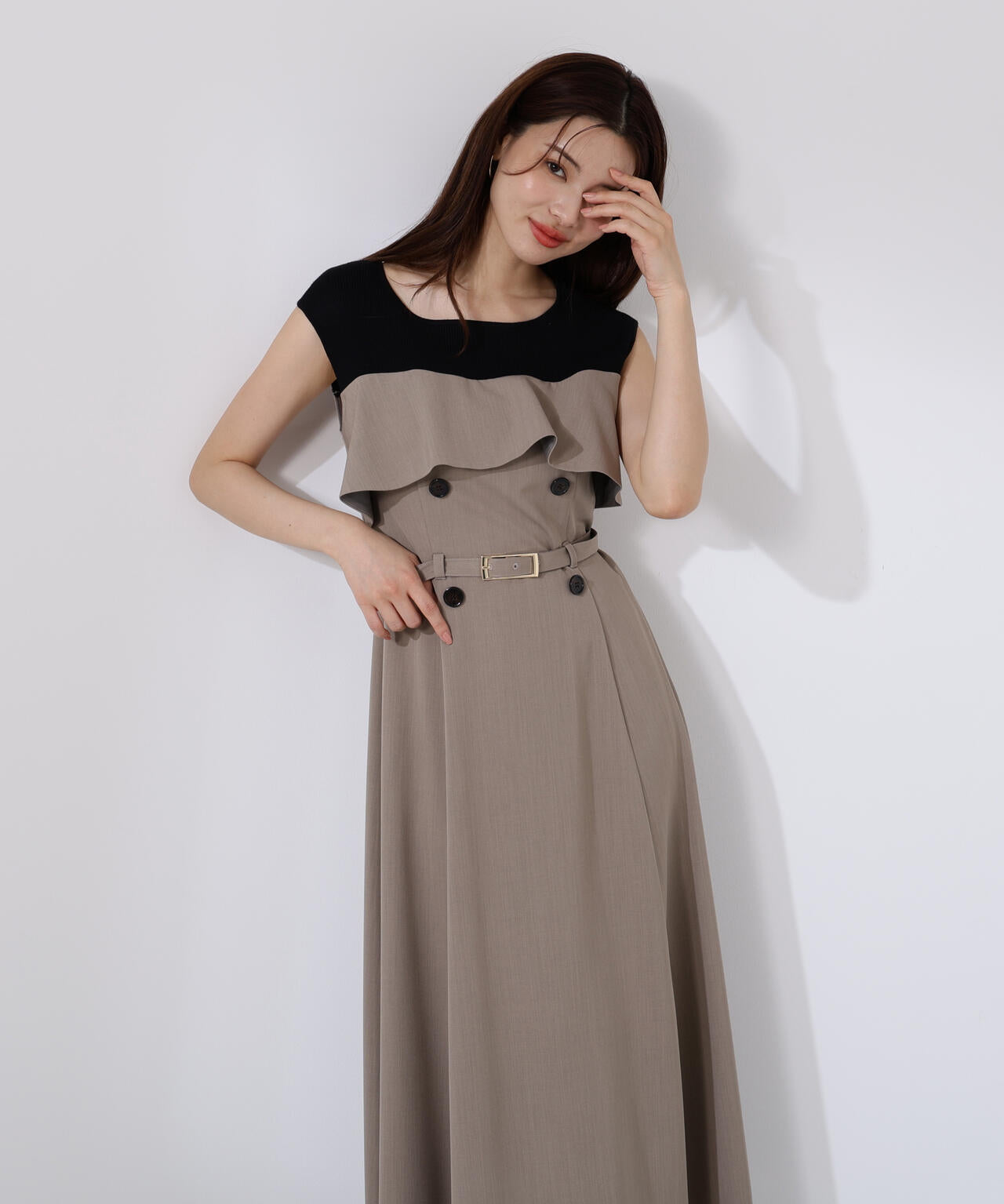 ニットドッキングレイヤード風ワンピース