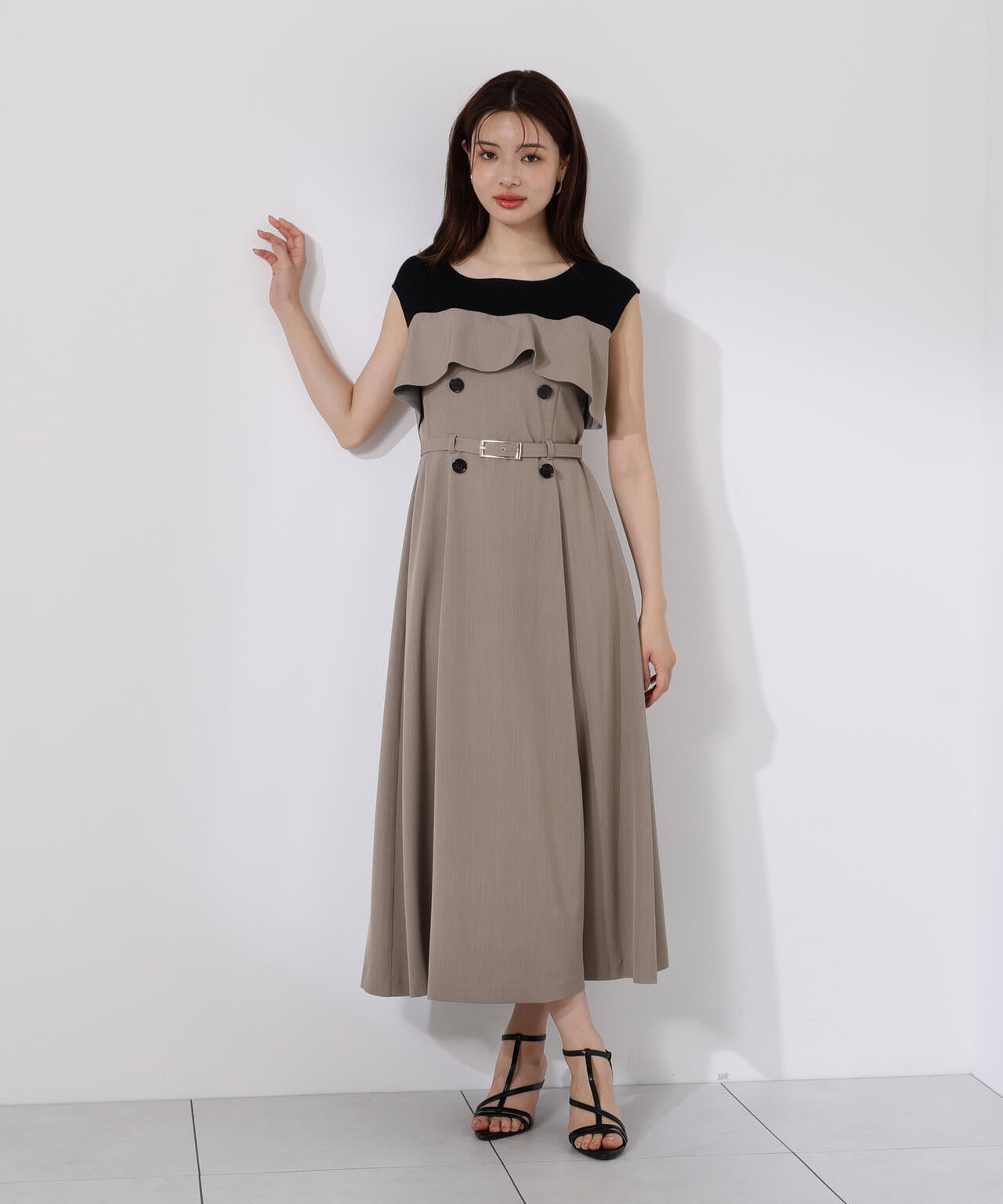 ニットドッキングレイヤード風ワンピース