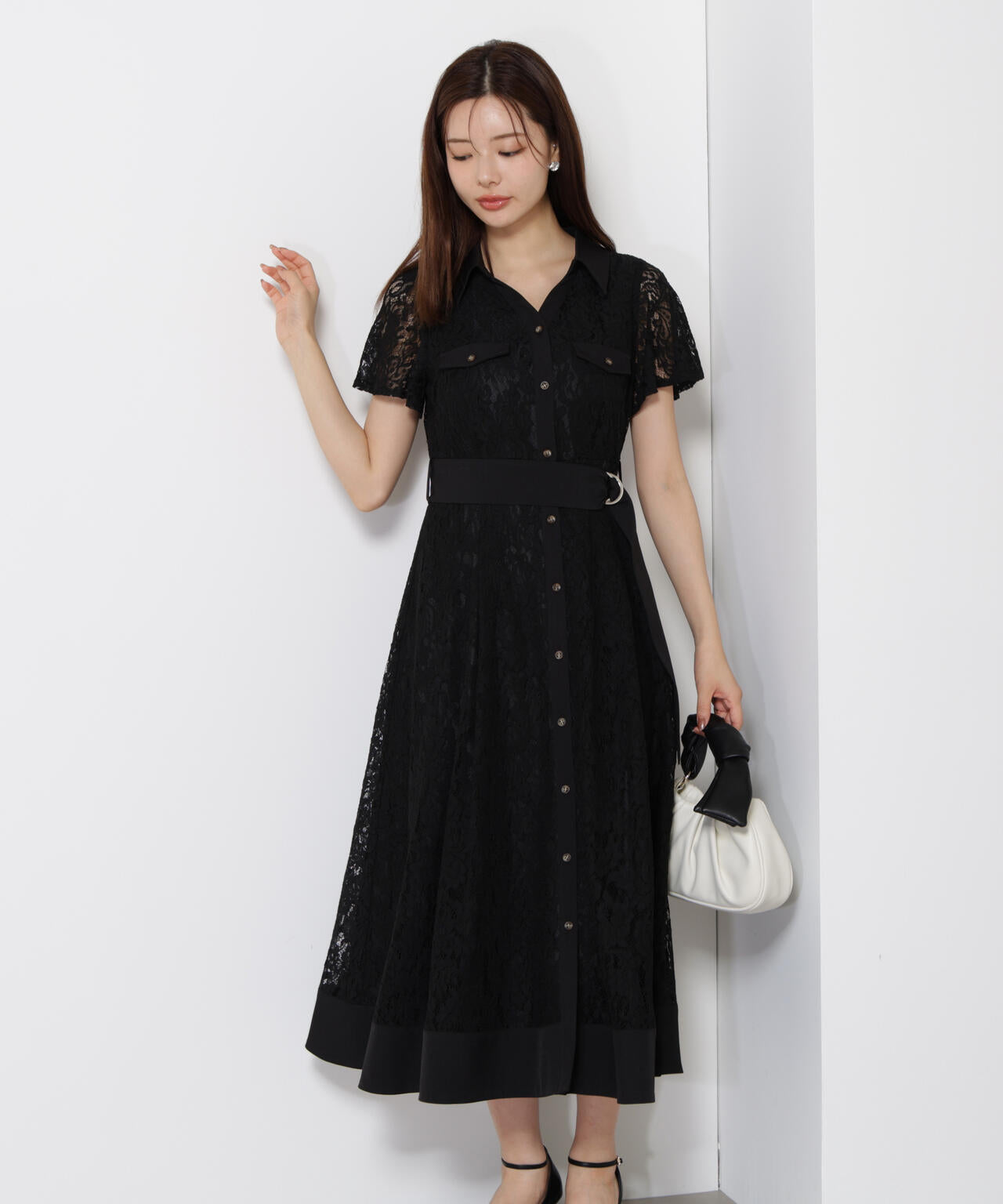 レースシャツワンピース