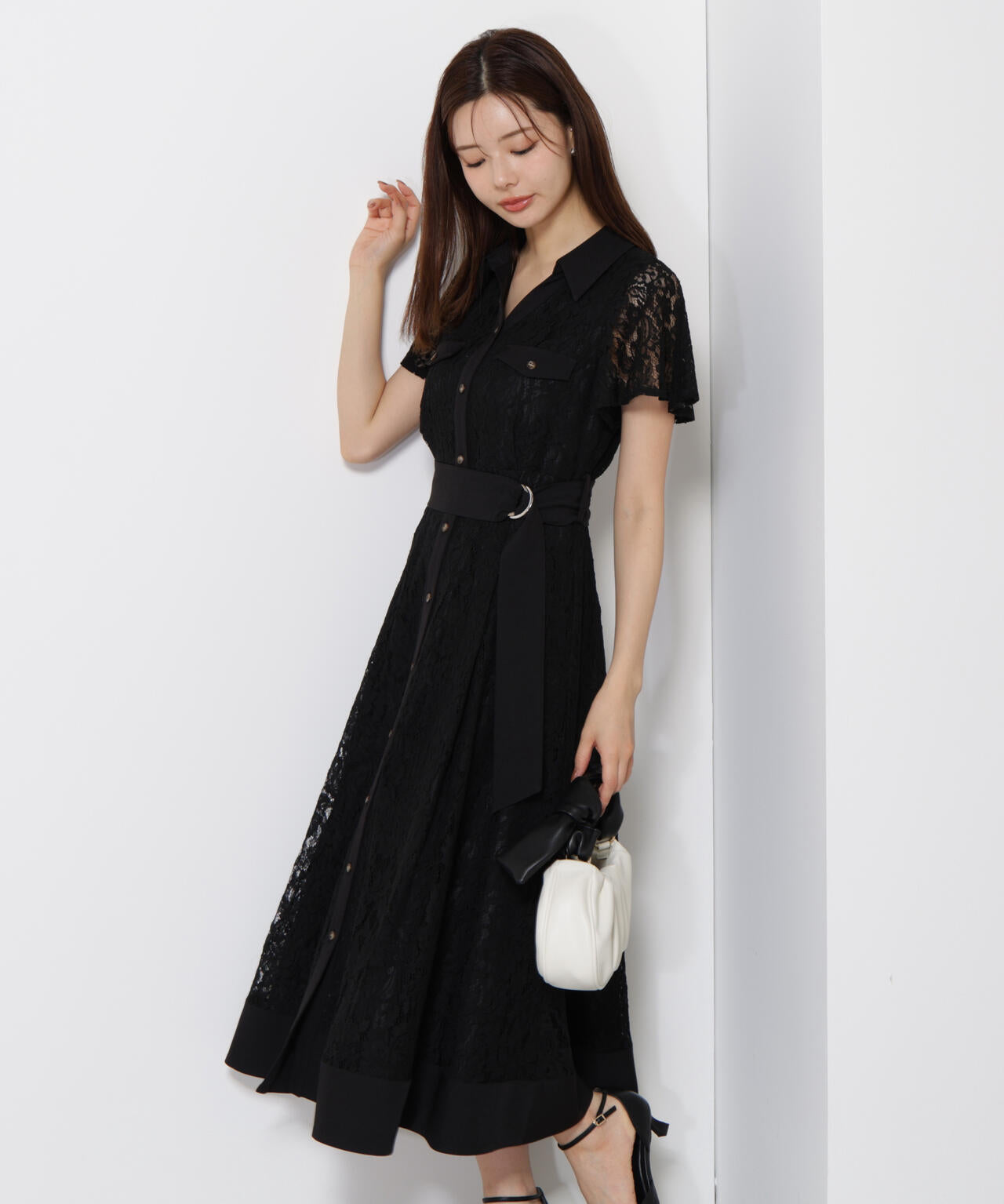 レースシャツワンピース