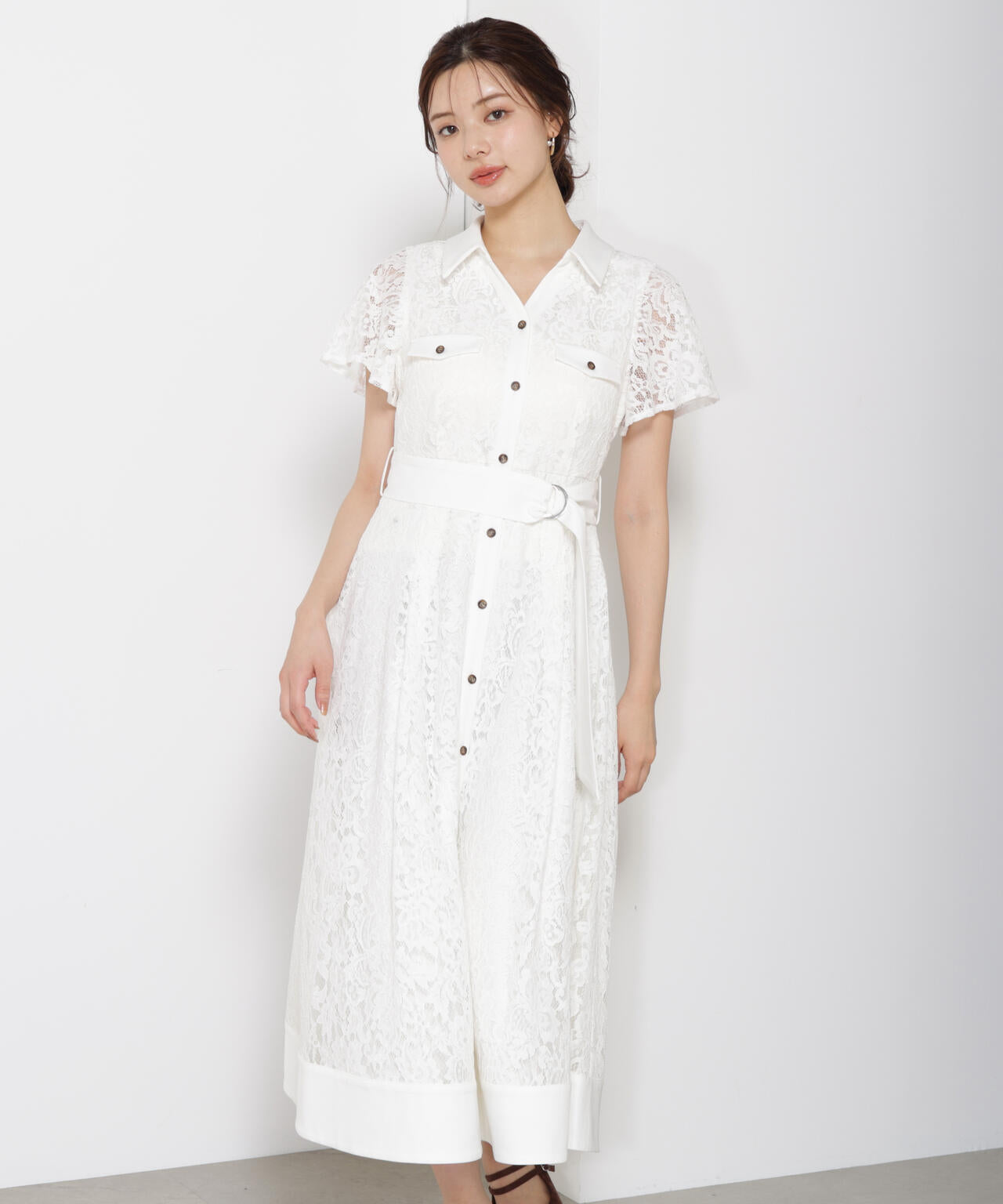 レースシャツワンピース