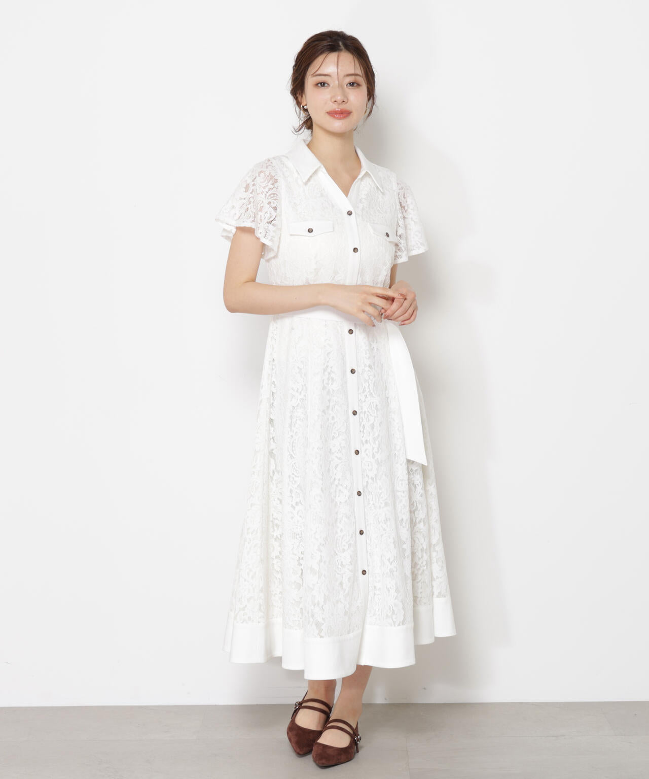 レースシャツワンピース