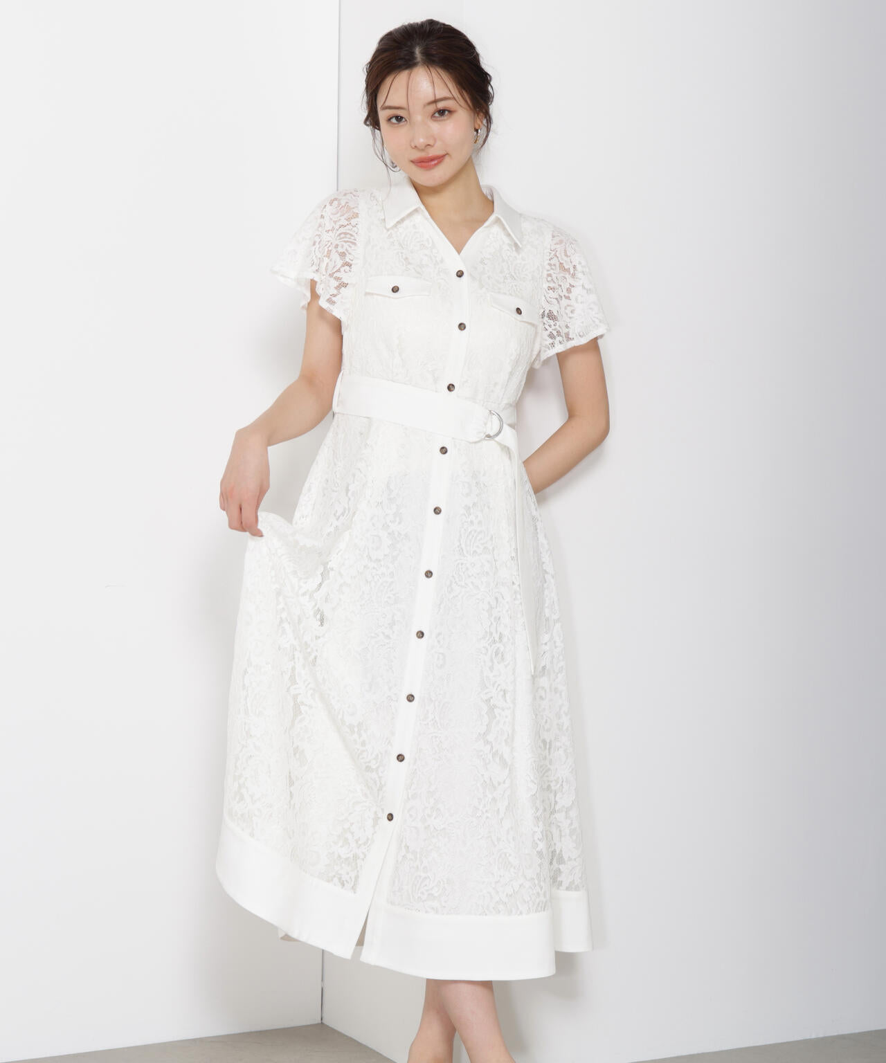 レースシャツワンピース
