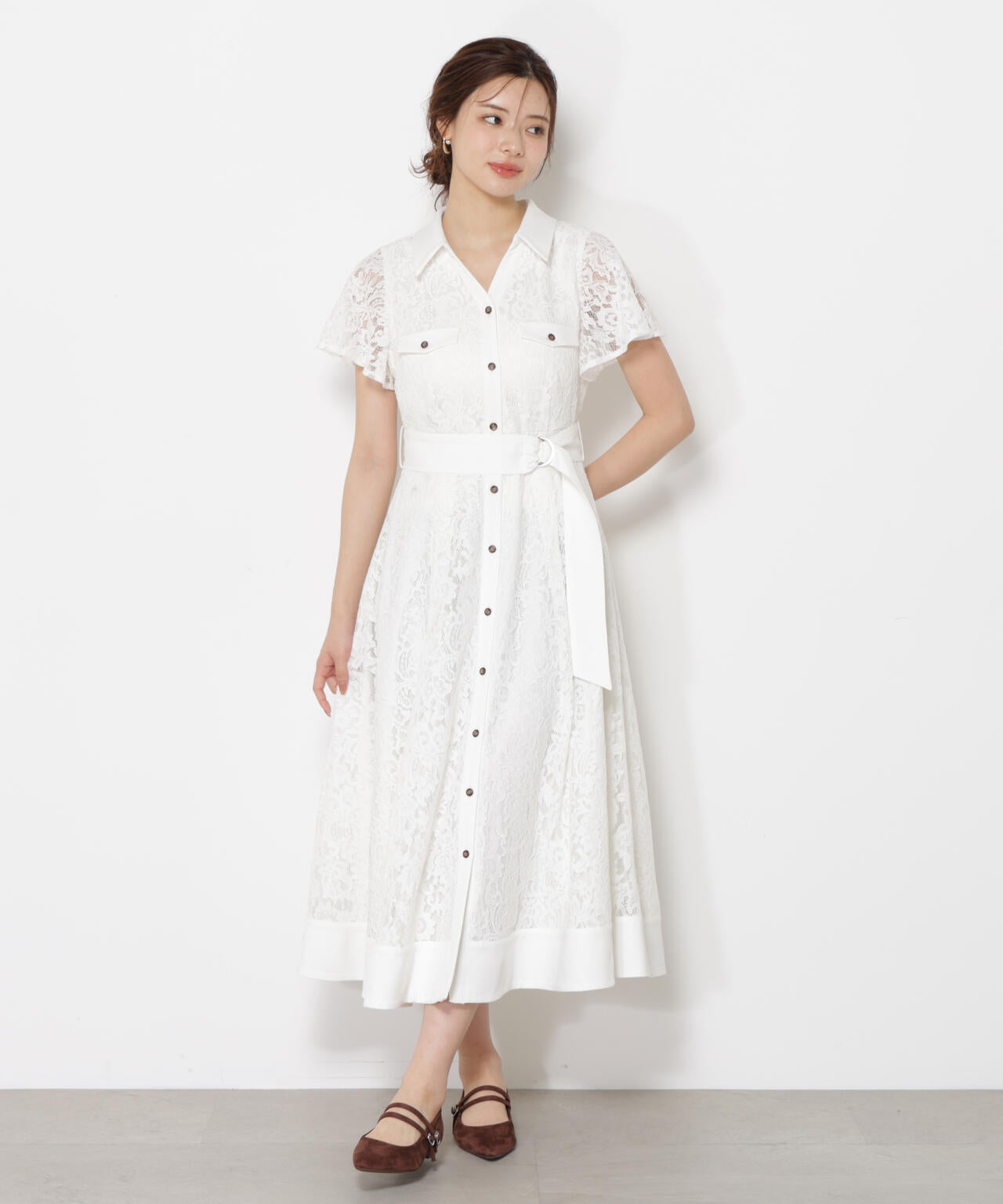レースシャツワンピース
