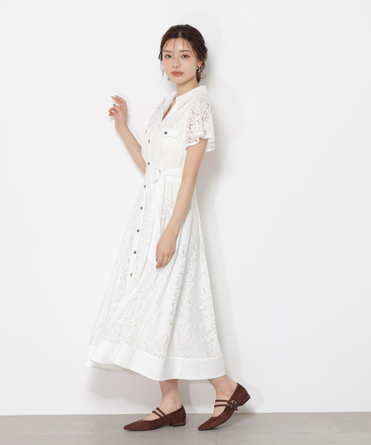 レースシャツワンピース