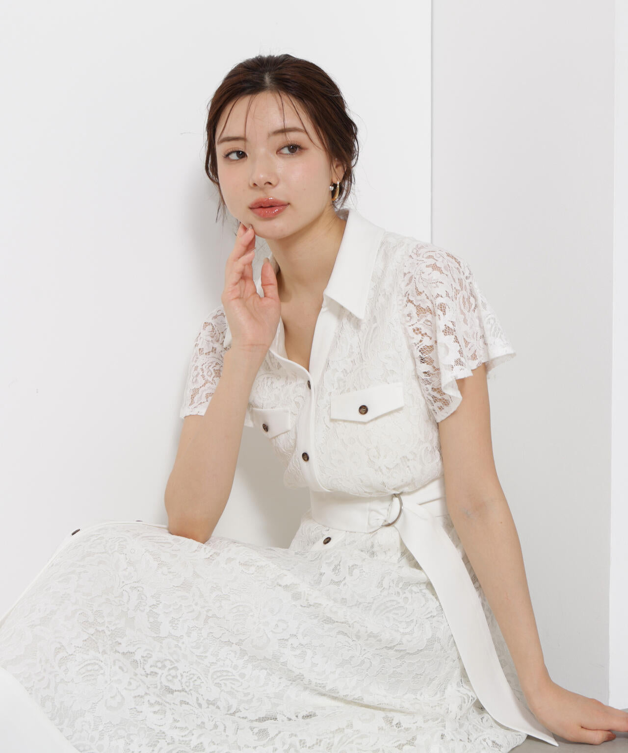 レースシャツワンピース