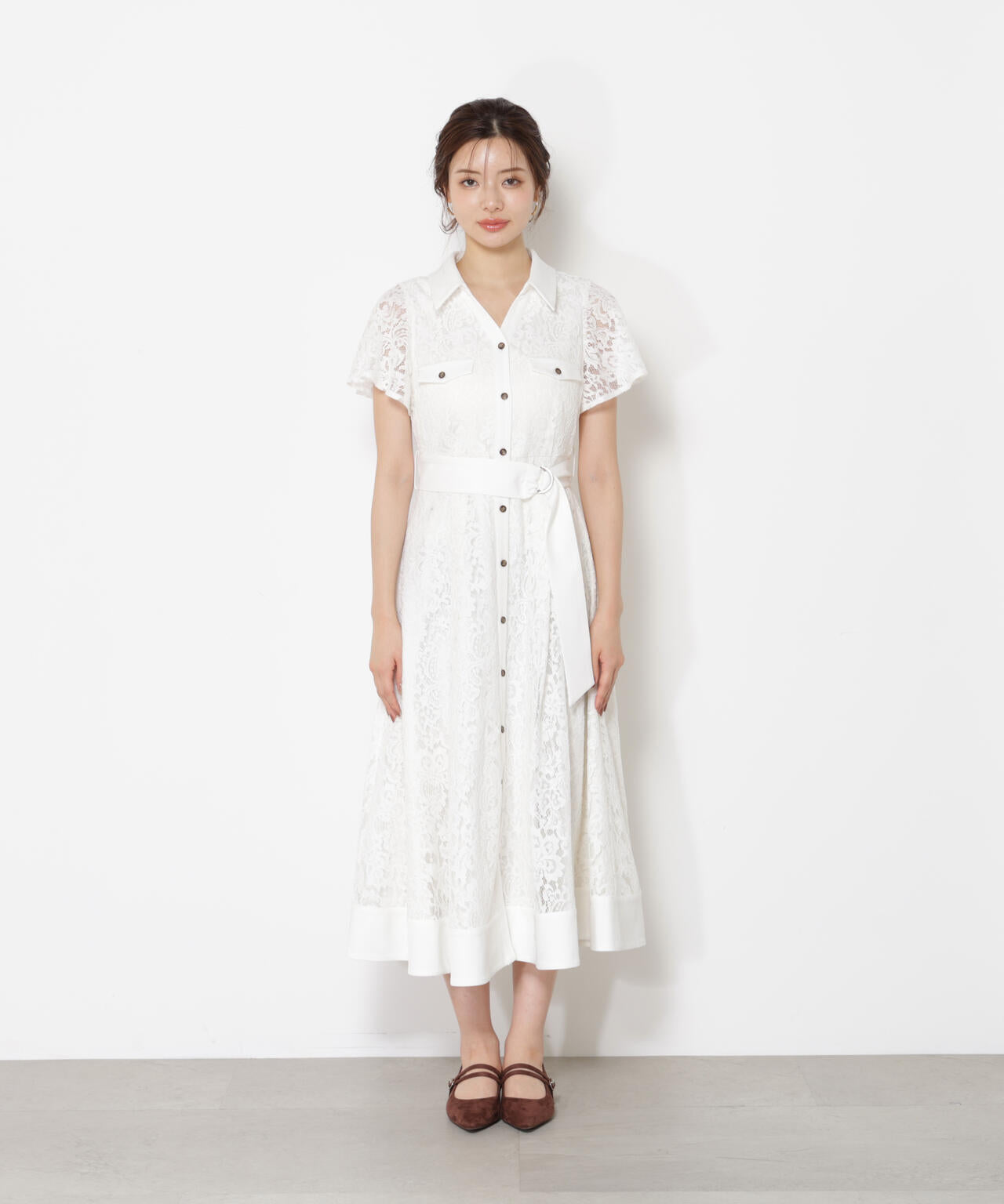 レースシャツワンピース