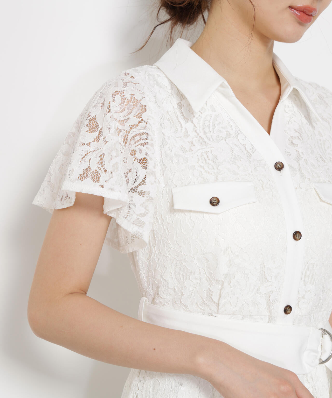 レースシャツワンピース