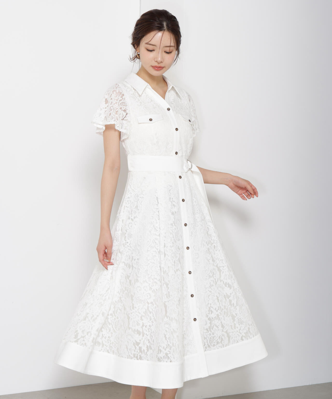 レースシャツワンピース