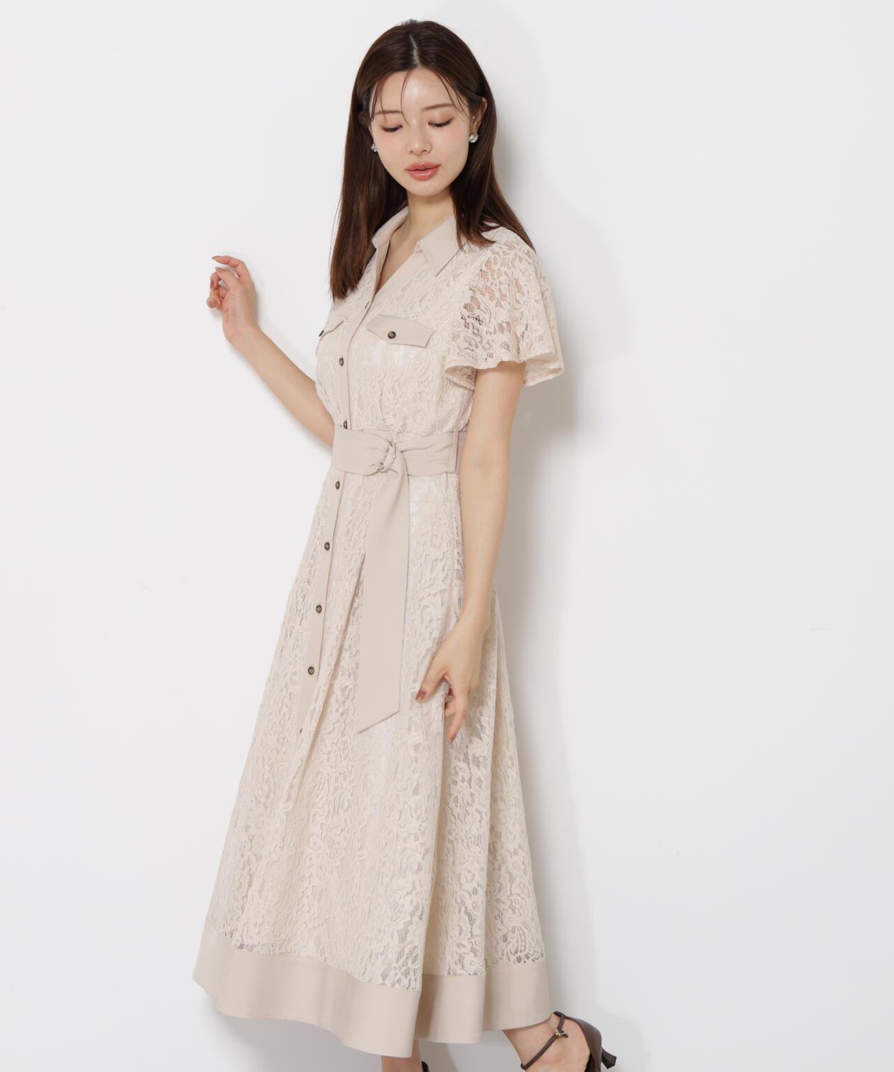 レースシャツワンピース