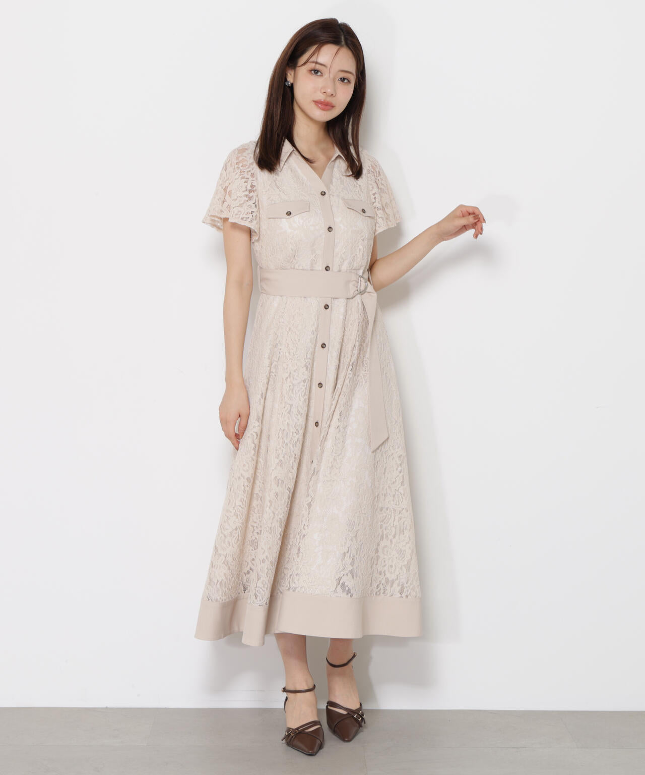 レースシャツワンピース