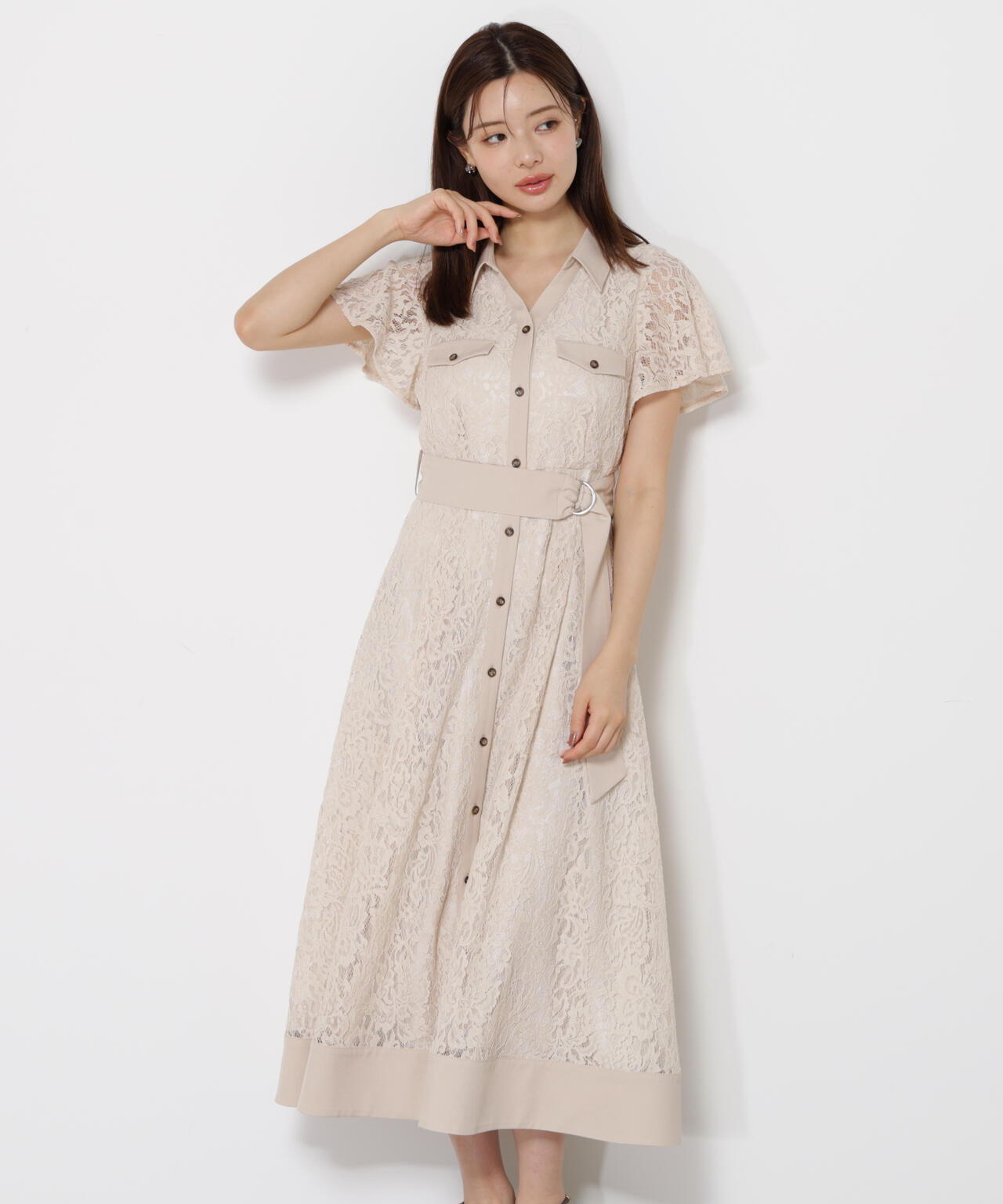 レースシャツワンピース