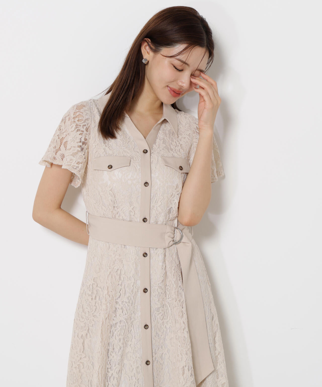 レースシャツワンピース