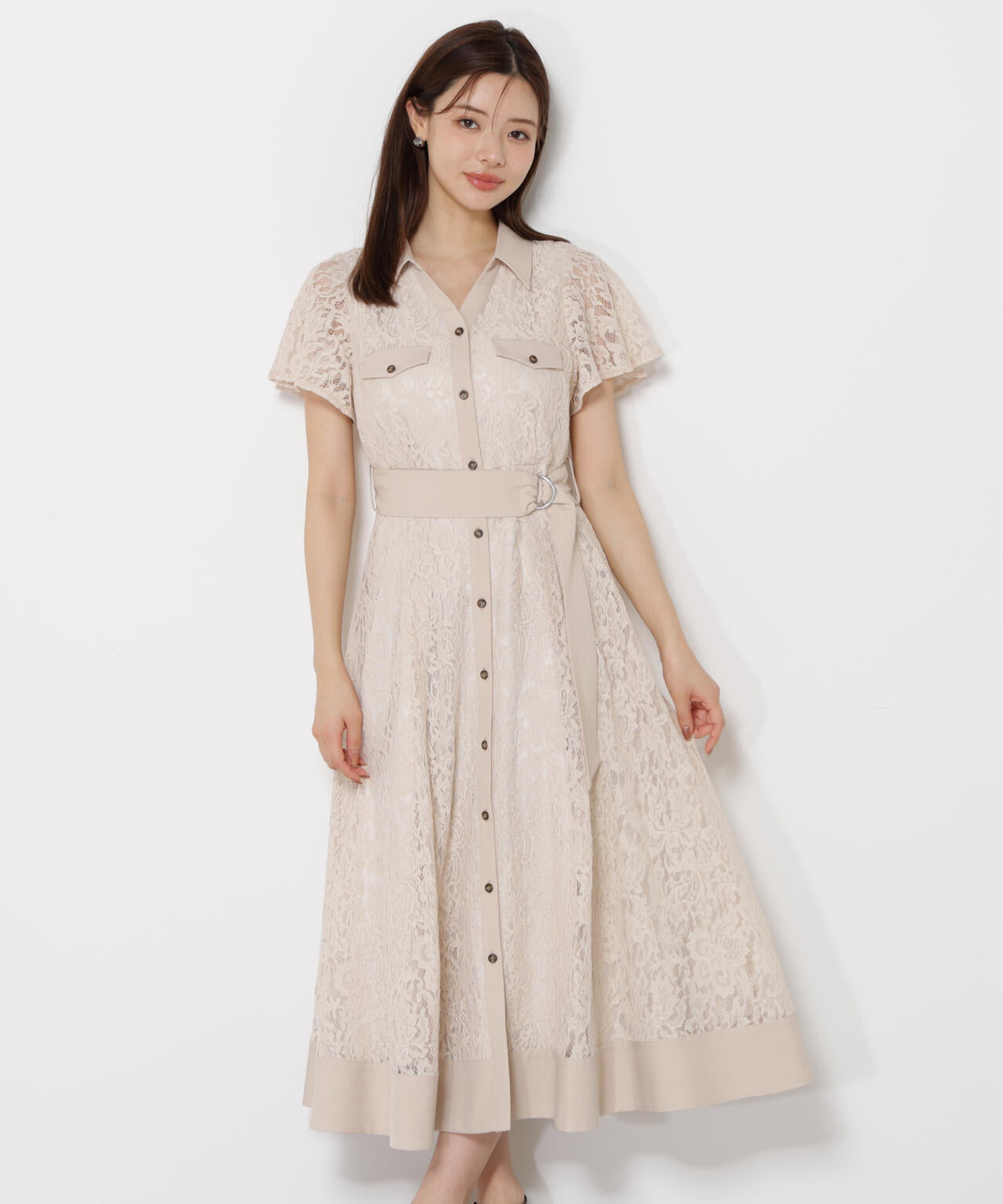 レースシャツワンピース