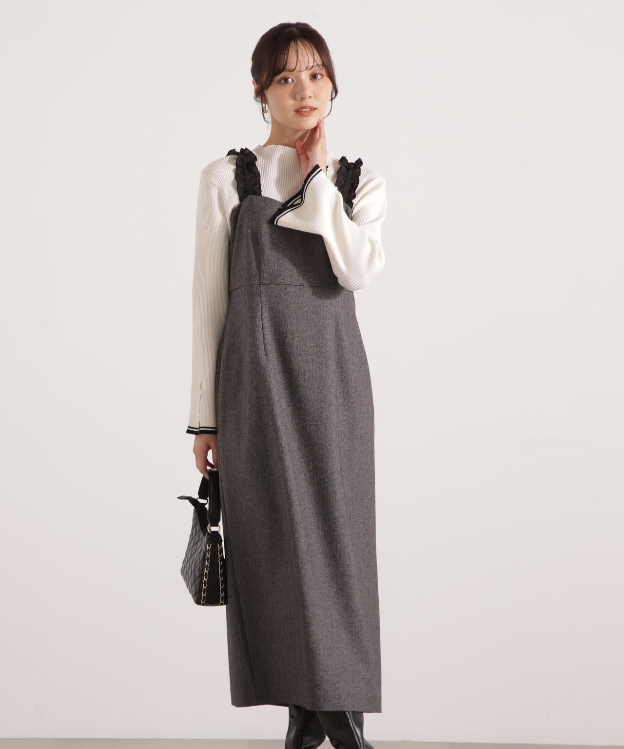 【松川星さん着用】フリルショルダーワンピース