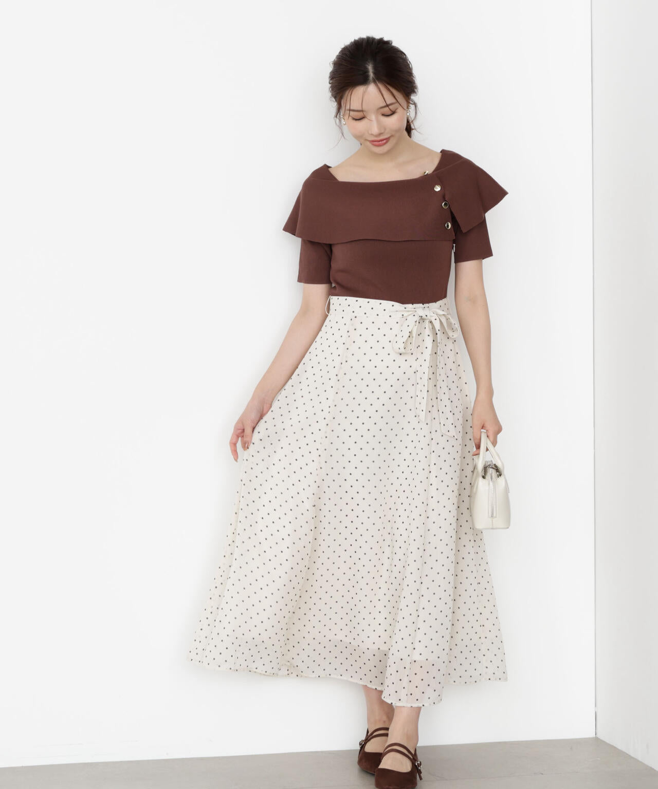 ケープ風ニットドッキングワンピース