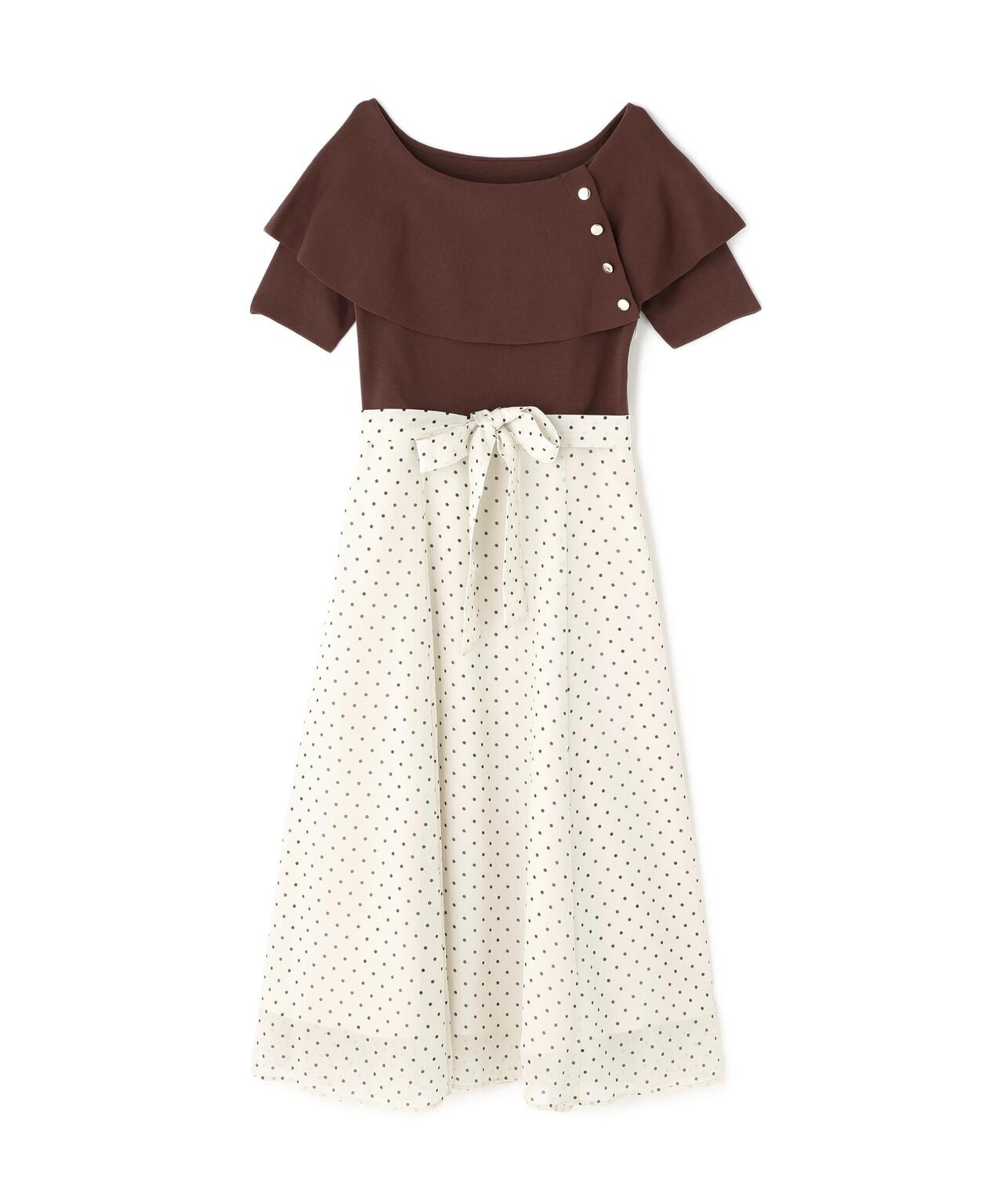 ケープ風ニットドッキングワンピース