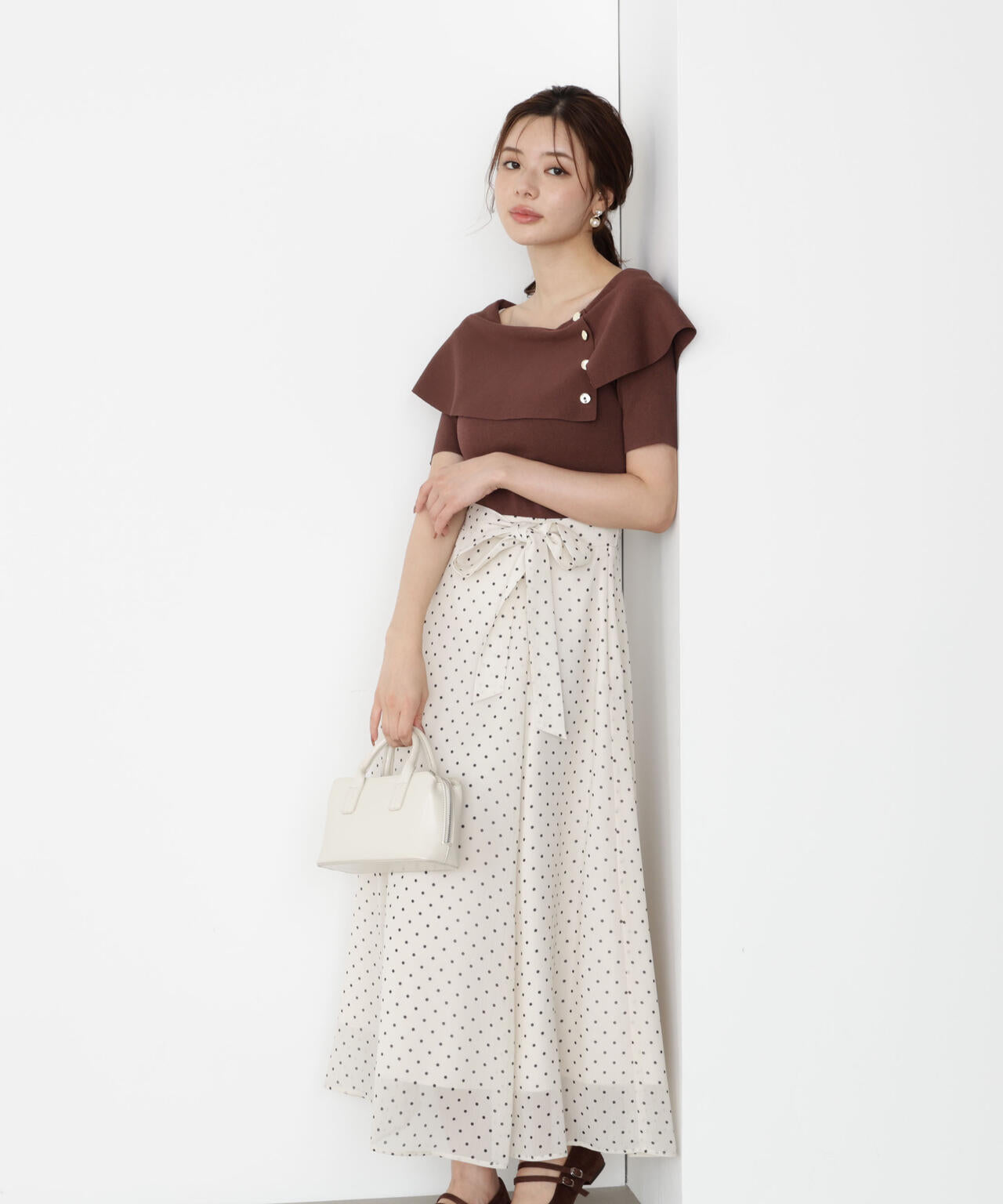 ケープ風ニットドッキングワンピース